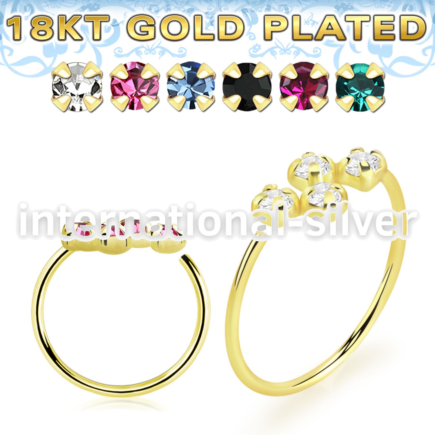 gphpm22 18 k gold plated silver seamless nose ring hoop 22g