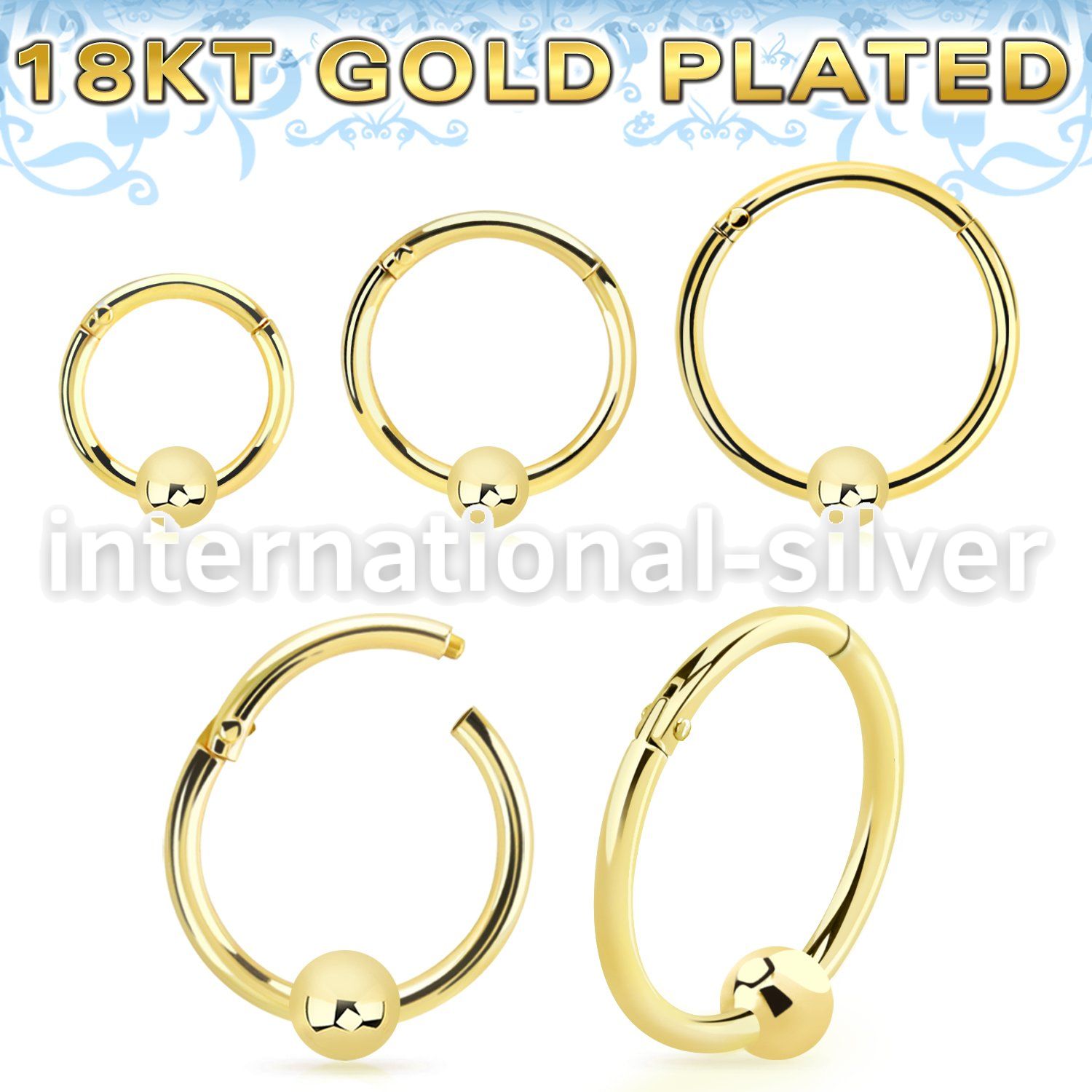 gpsegh18b3 18 k gold plating silver hinged segment hoop 18g
