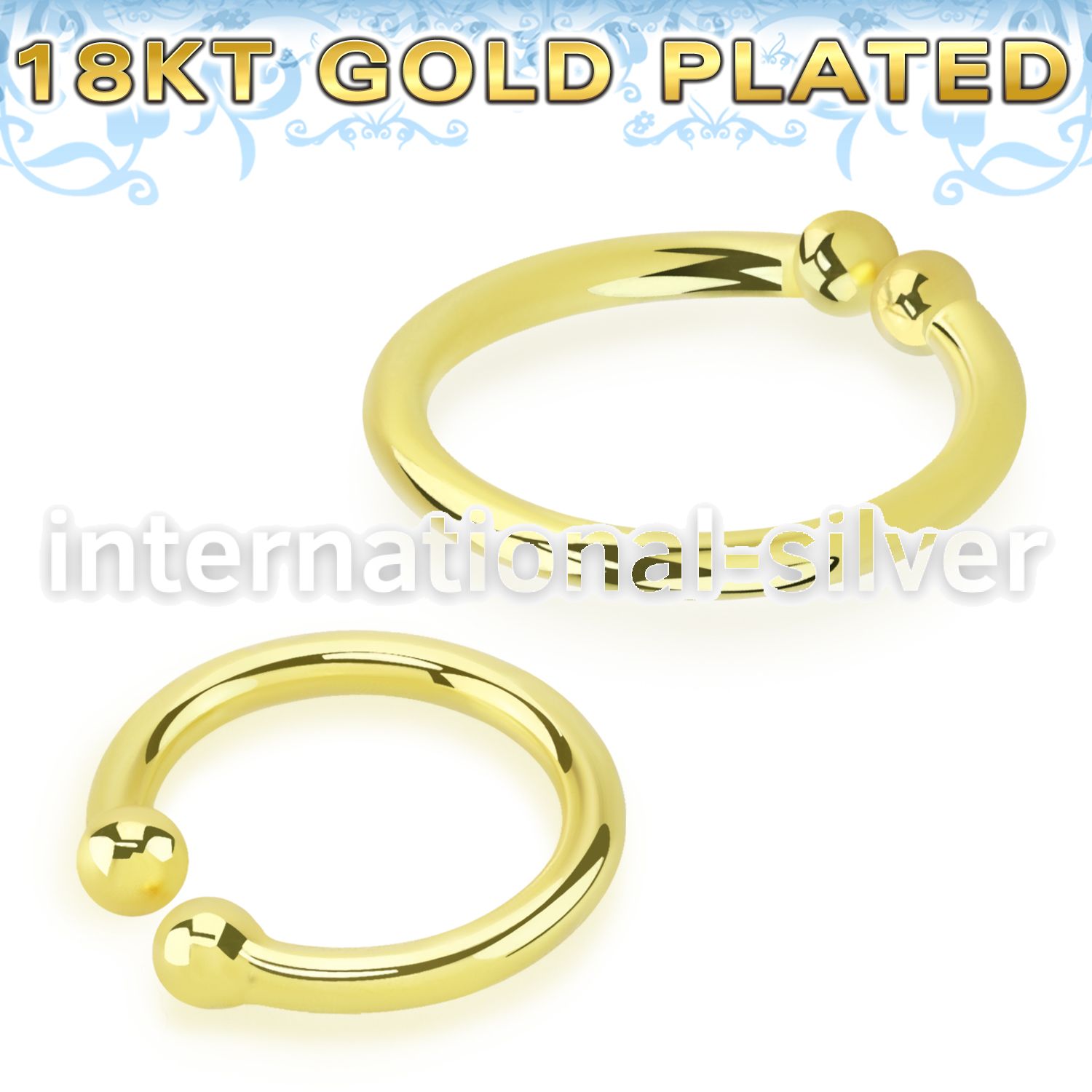 gpsepm 18k gold plated silver fake septum ring plain design