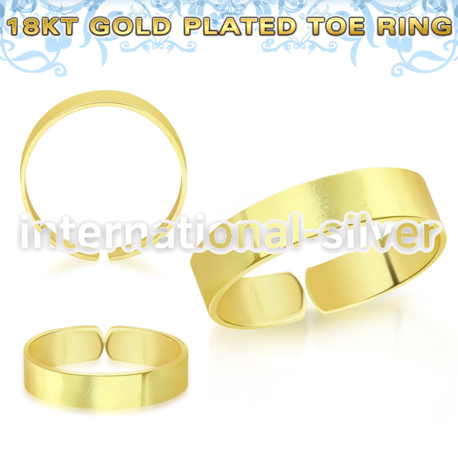 gt510 18k gold plating silver adjustable toe ring smooth