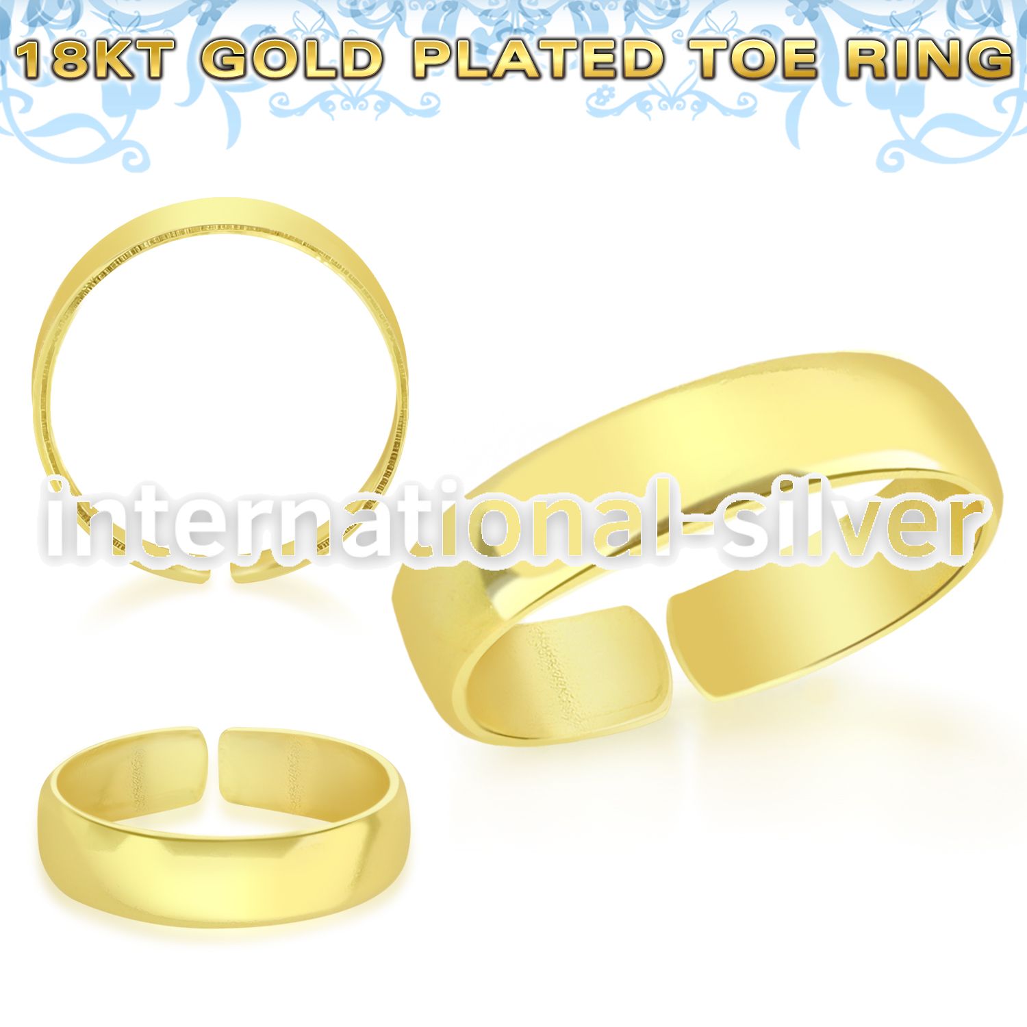 gt527 18k gold plating silver adjustable toe ring plain