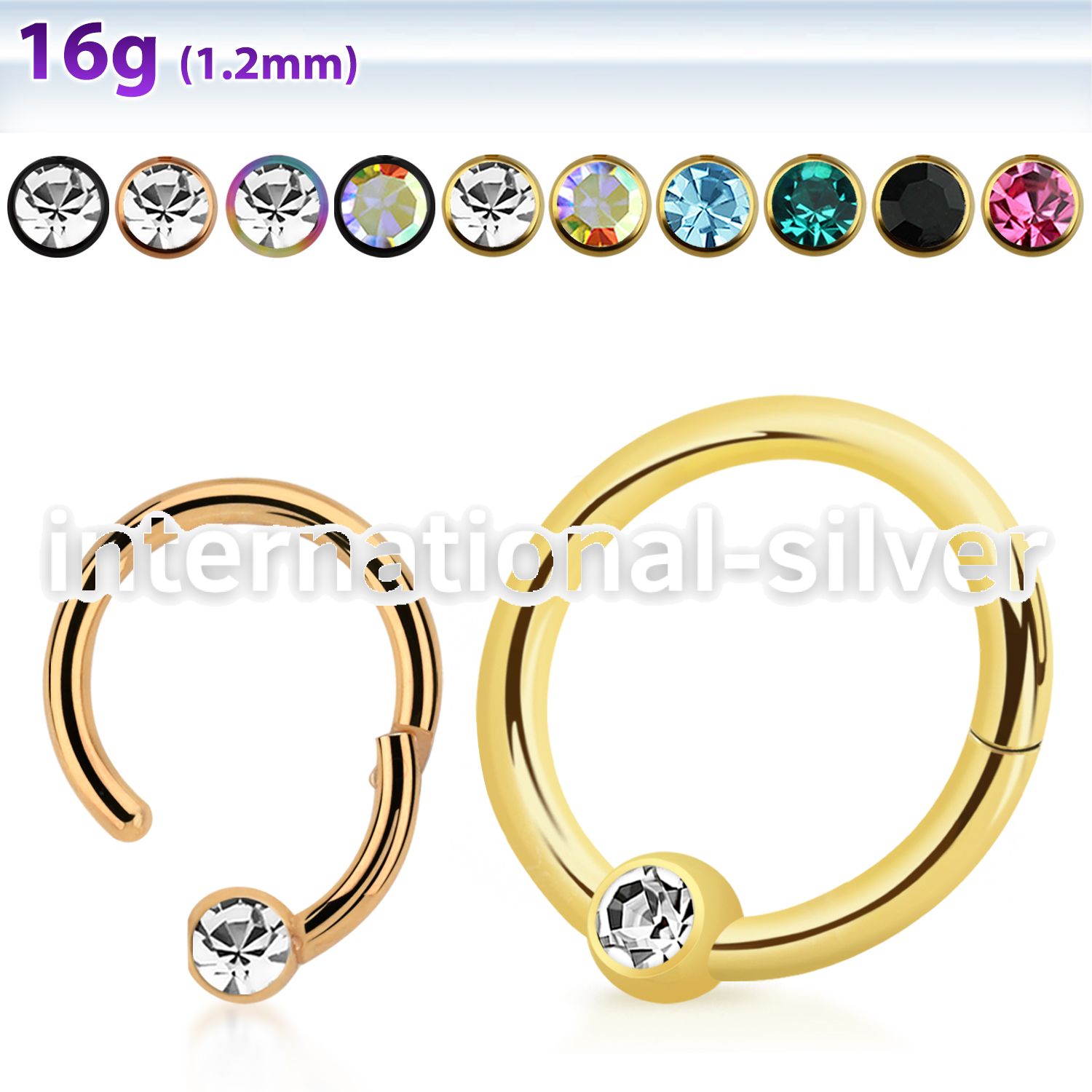 hbcrct16 anodized steel hinged ball closure ring w crystal