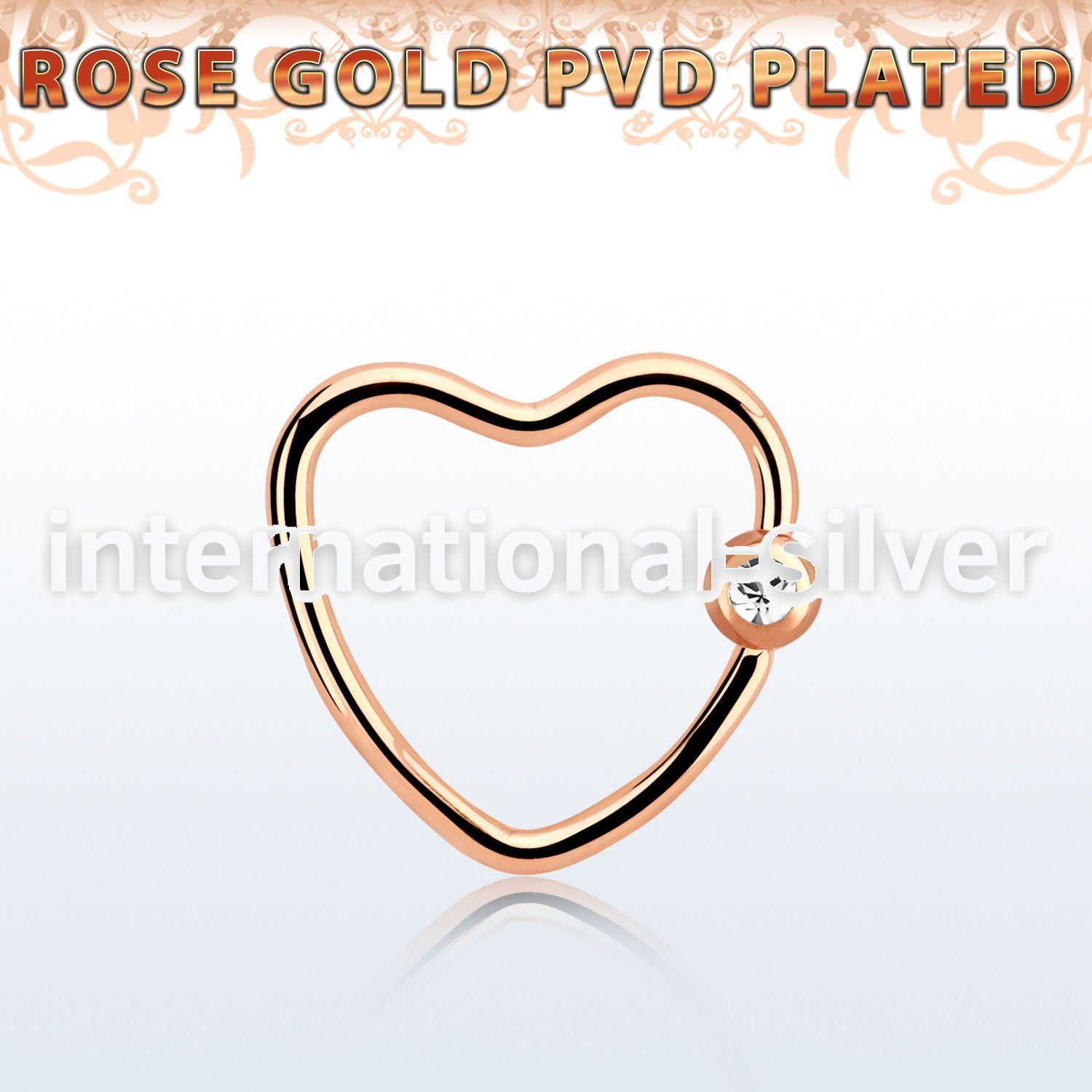 hccrtt16 rose gold steel heart shaped ball closure ring crystal