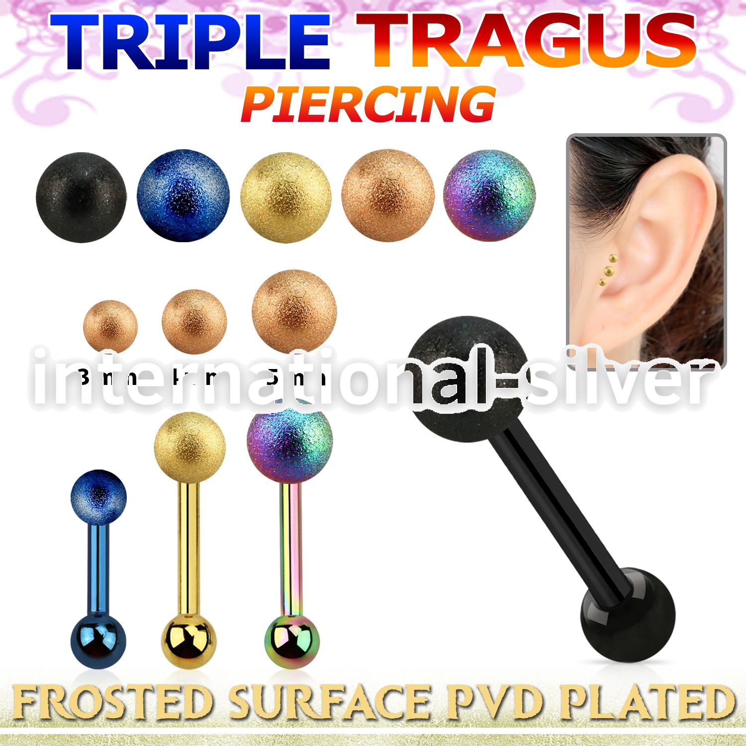 hextifo straight barbells anodized surgical steel 316l helix