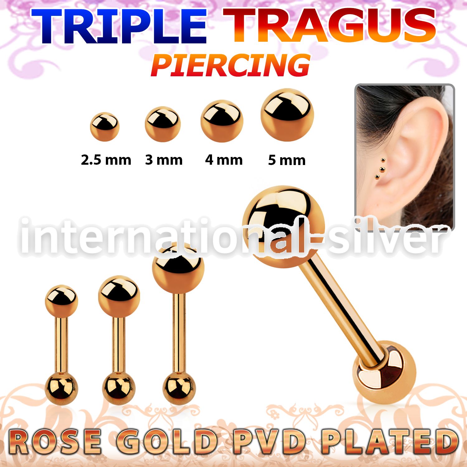 hexttab straight barbells anodized surgical steel 316l tragus