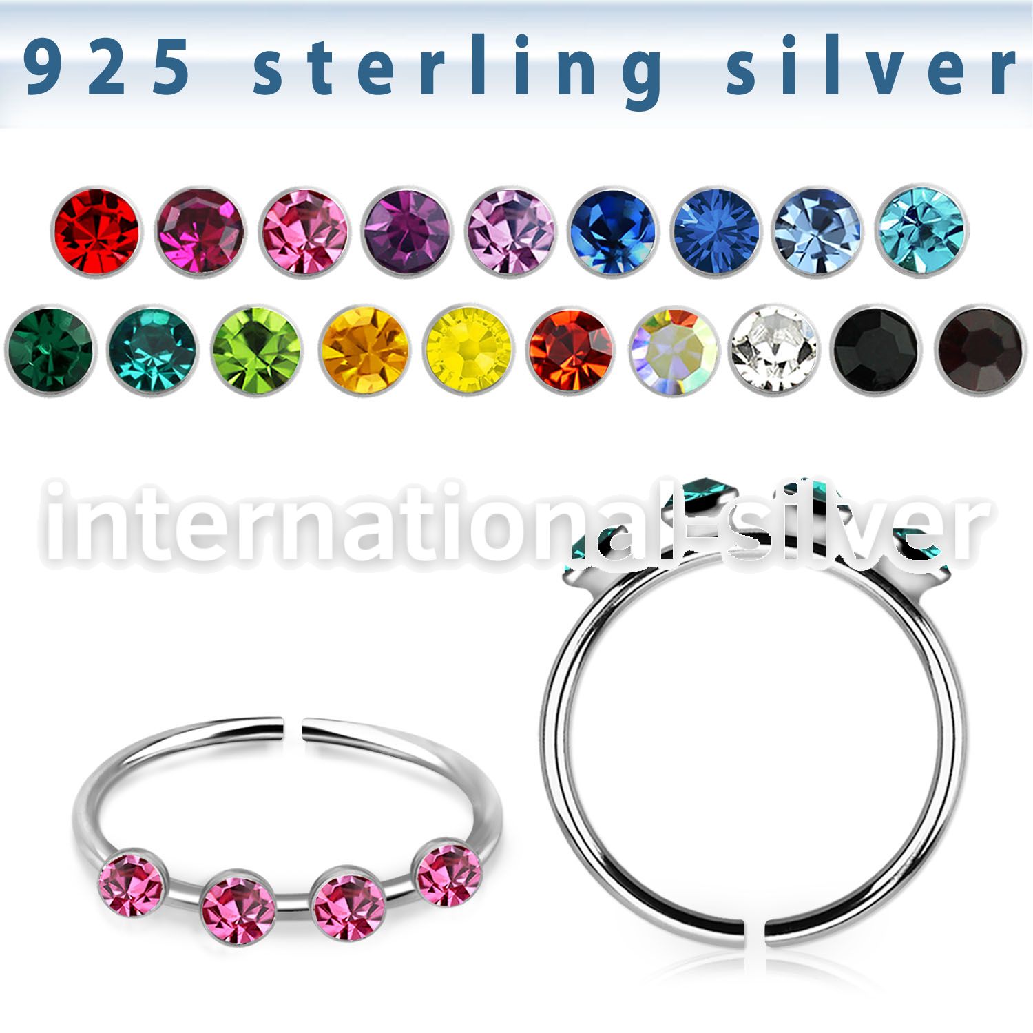 hmb9 925 silver nose hoops nose piercing