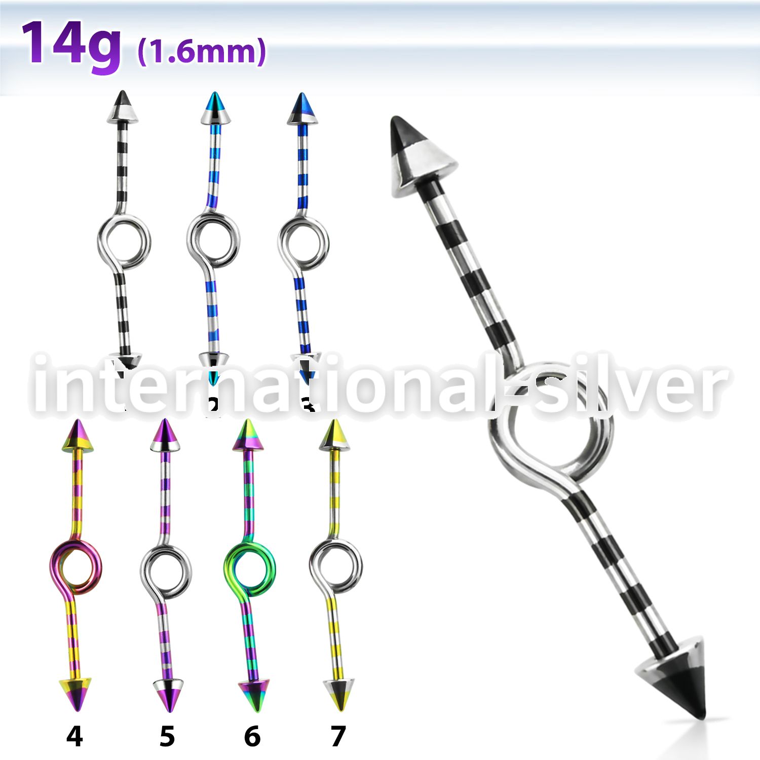 idbtn14 straight barbells anodized surgical steel 316l 
