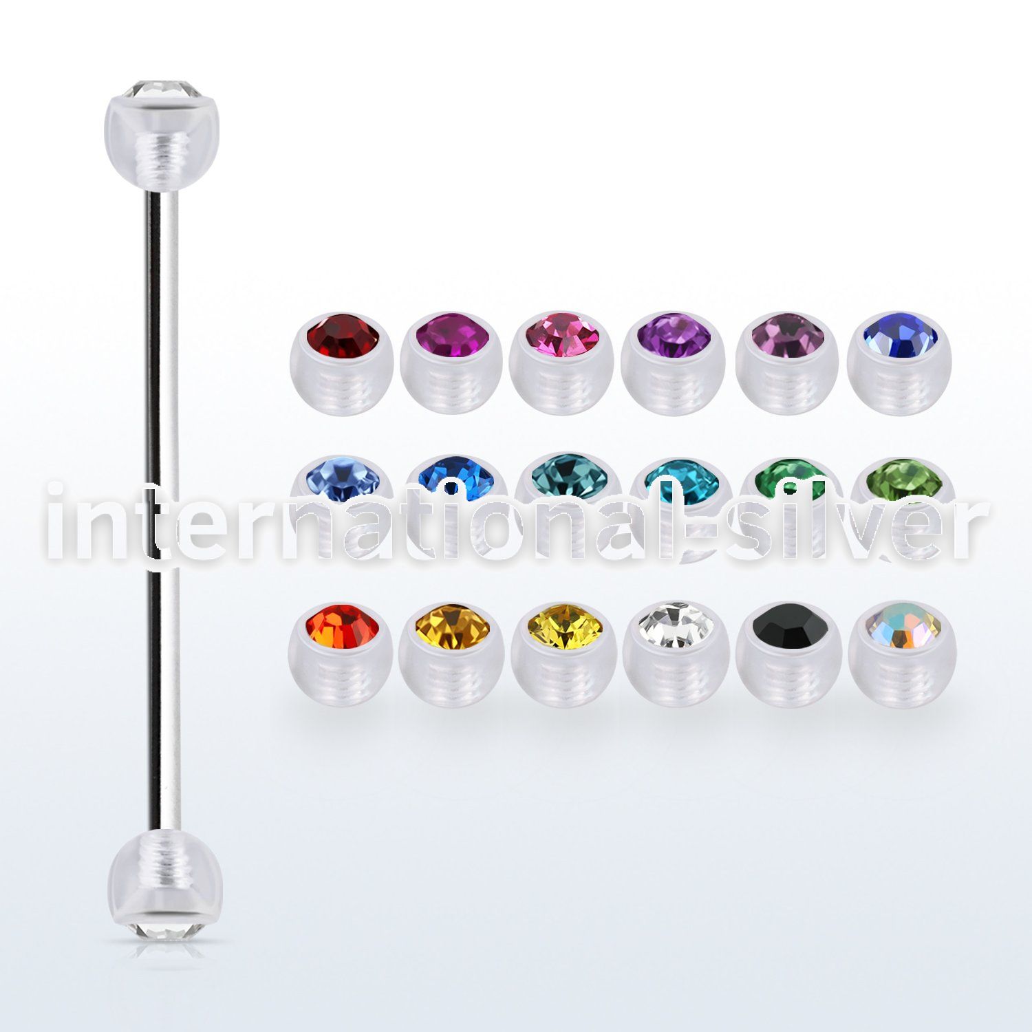 inajb5 straight barbells surgical steel 316l with acrylic parts helix