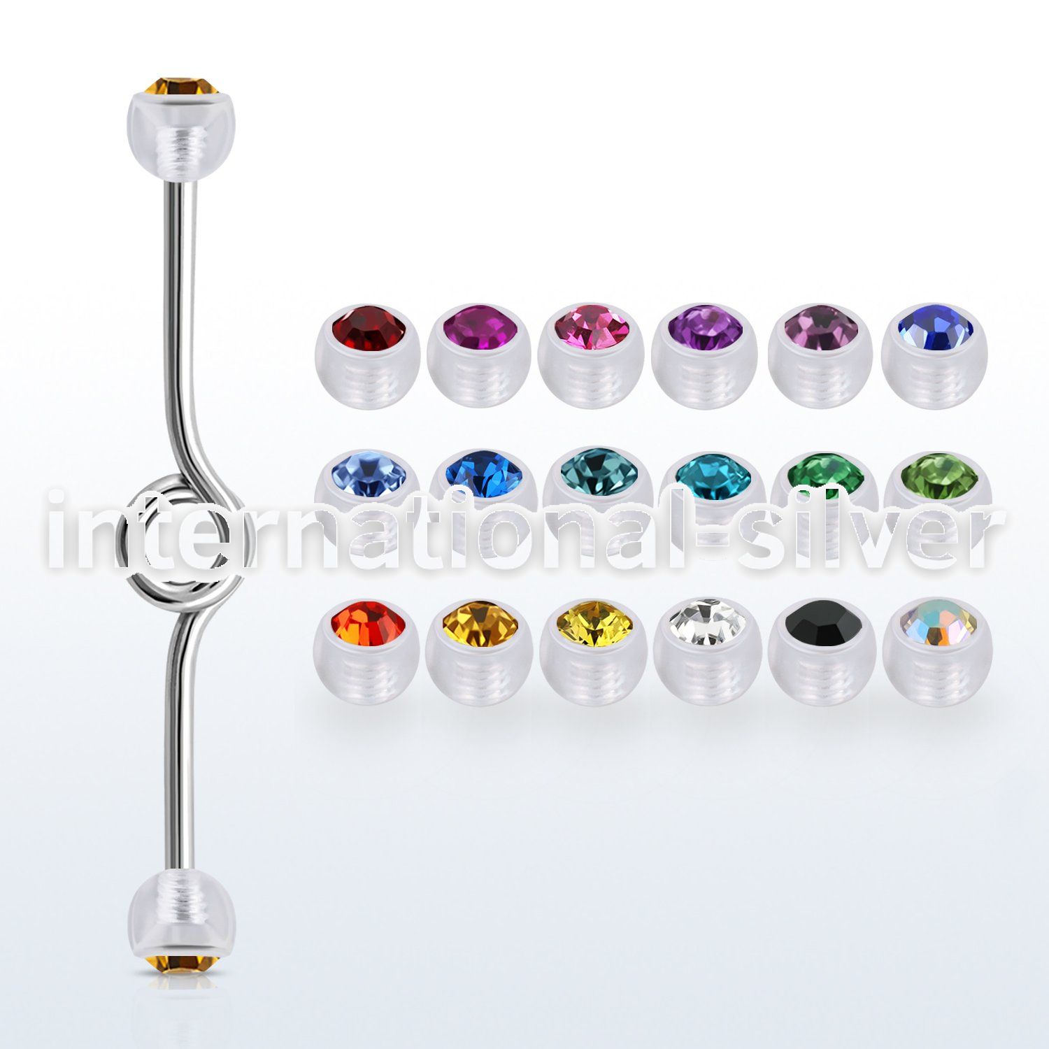 inbajb5 straight barbells surgical steel 316l with acrylic parts helix