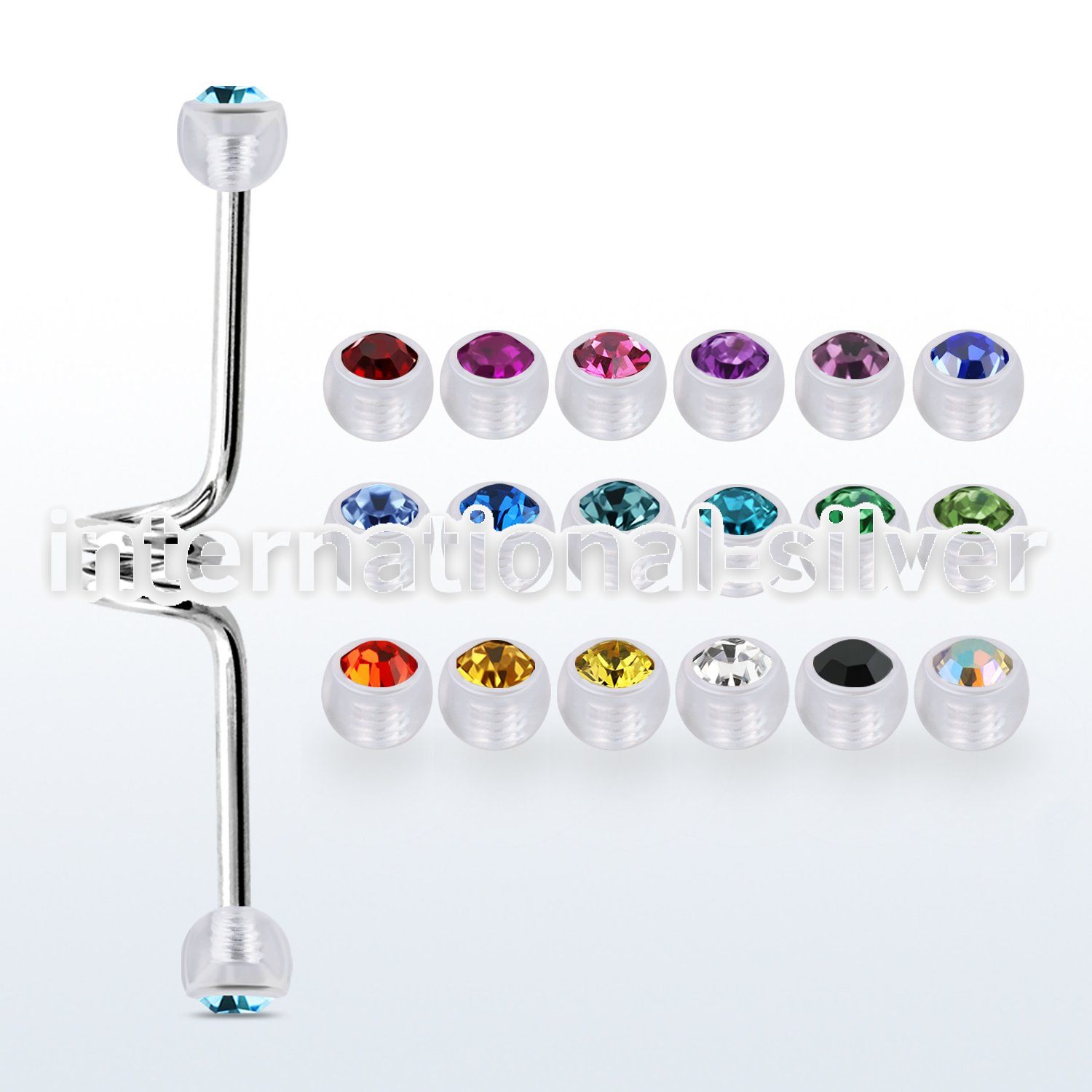 incajb5 straight barbells surgical steel 316l with acrylic parts helix