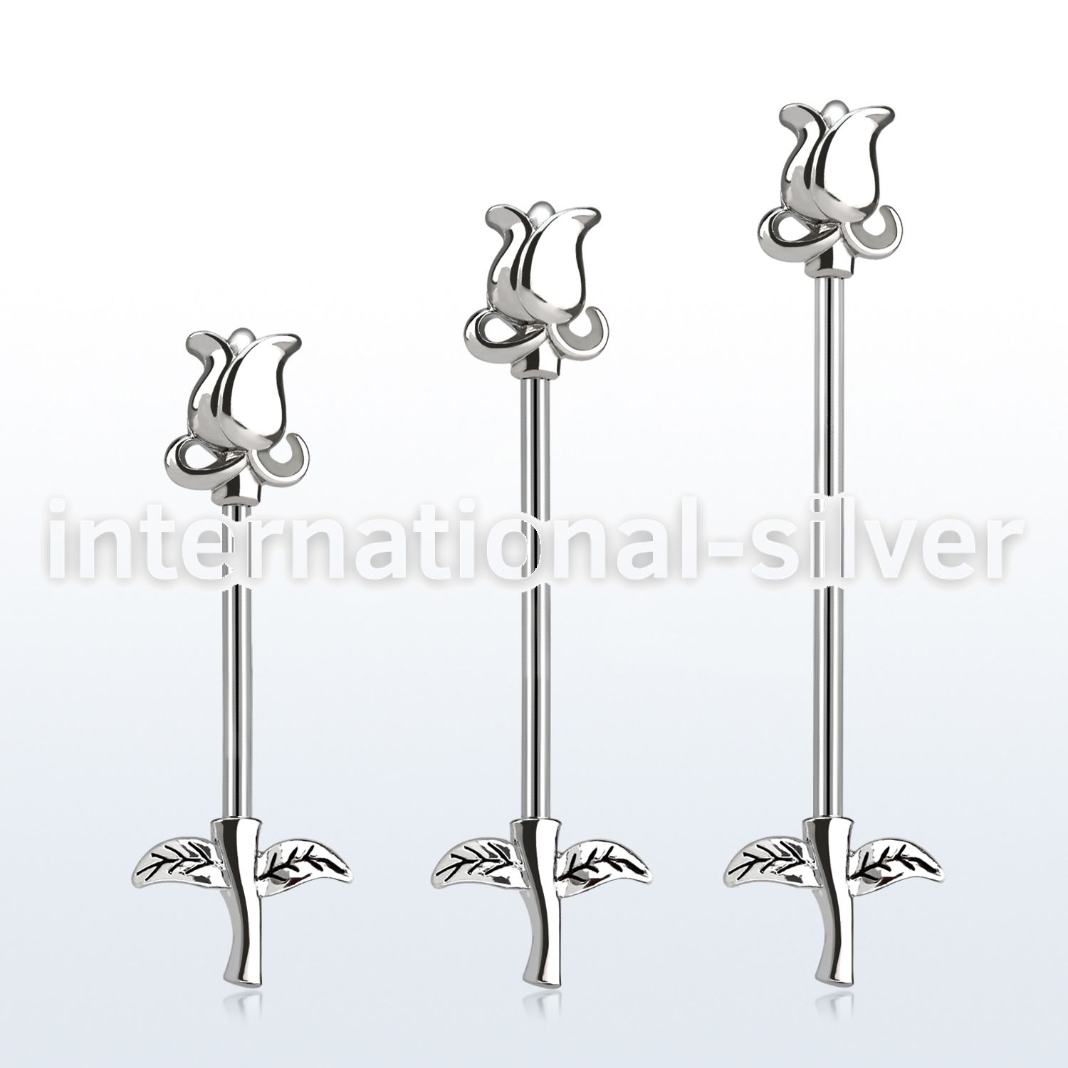 indsh37 surgical steel ear industrial barbell flower