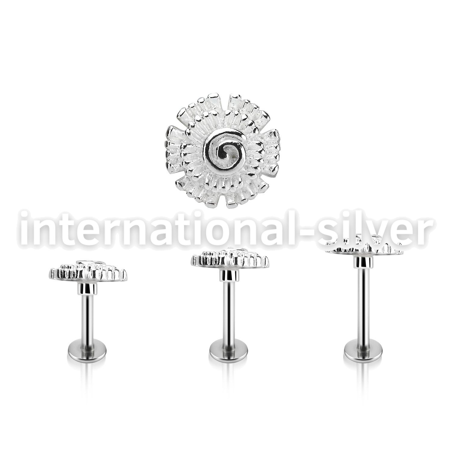 lbfw3 steel labret w a plain flower upper part