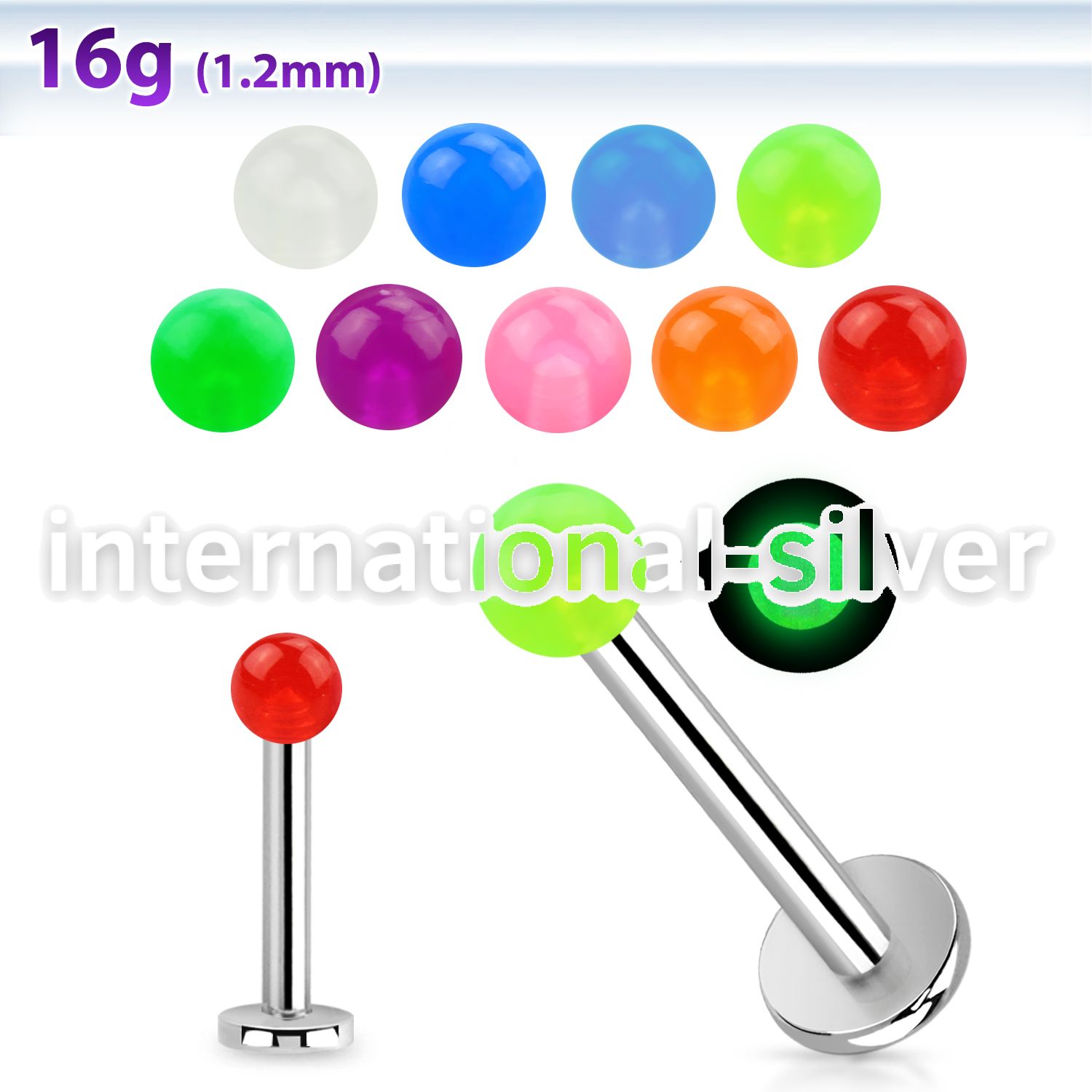 lbglb3 labrets lip rings surgical steel 316l with acrylic parts labrets chin