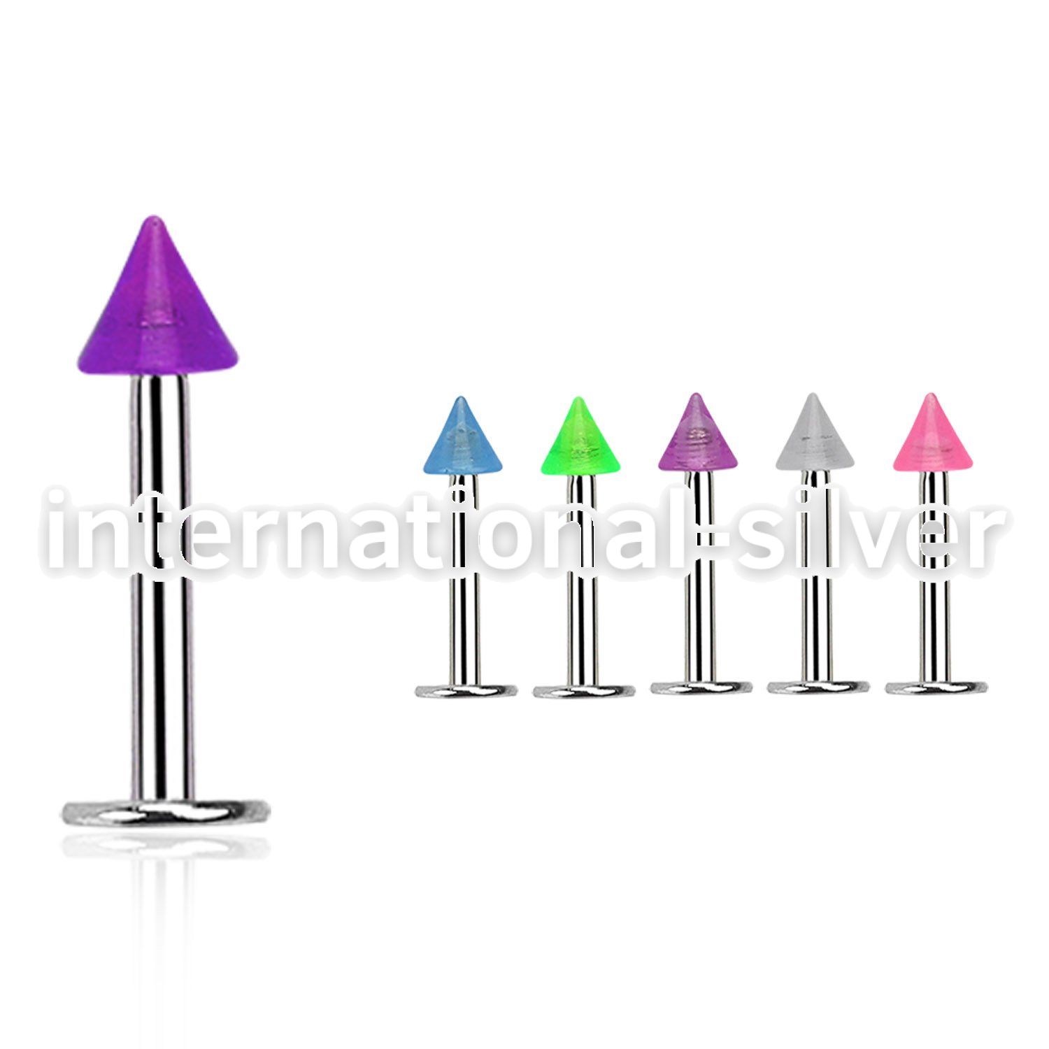 lbglcn3 labrets lip rings surgical steel 316l with acrylic parts labrets chin