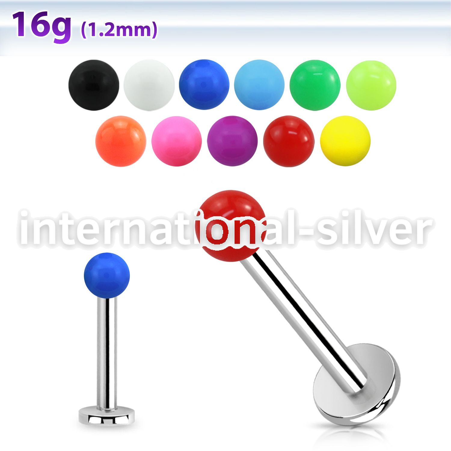 lbsab3 labrets lip rings surgical steel 316l with acrylic parts labrets chin