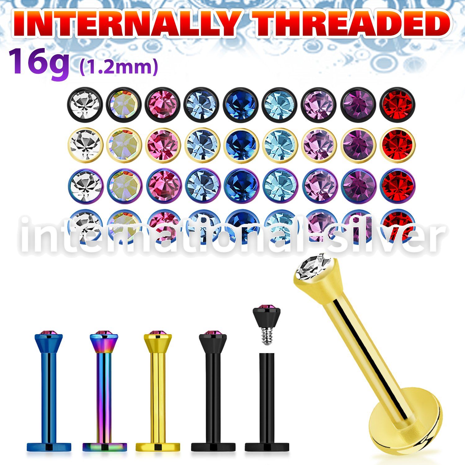 lbtc25 labrets lip rings anodized surgical steel 316l labrets chin