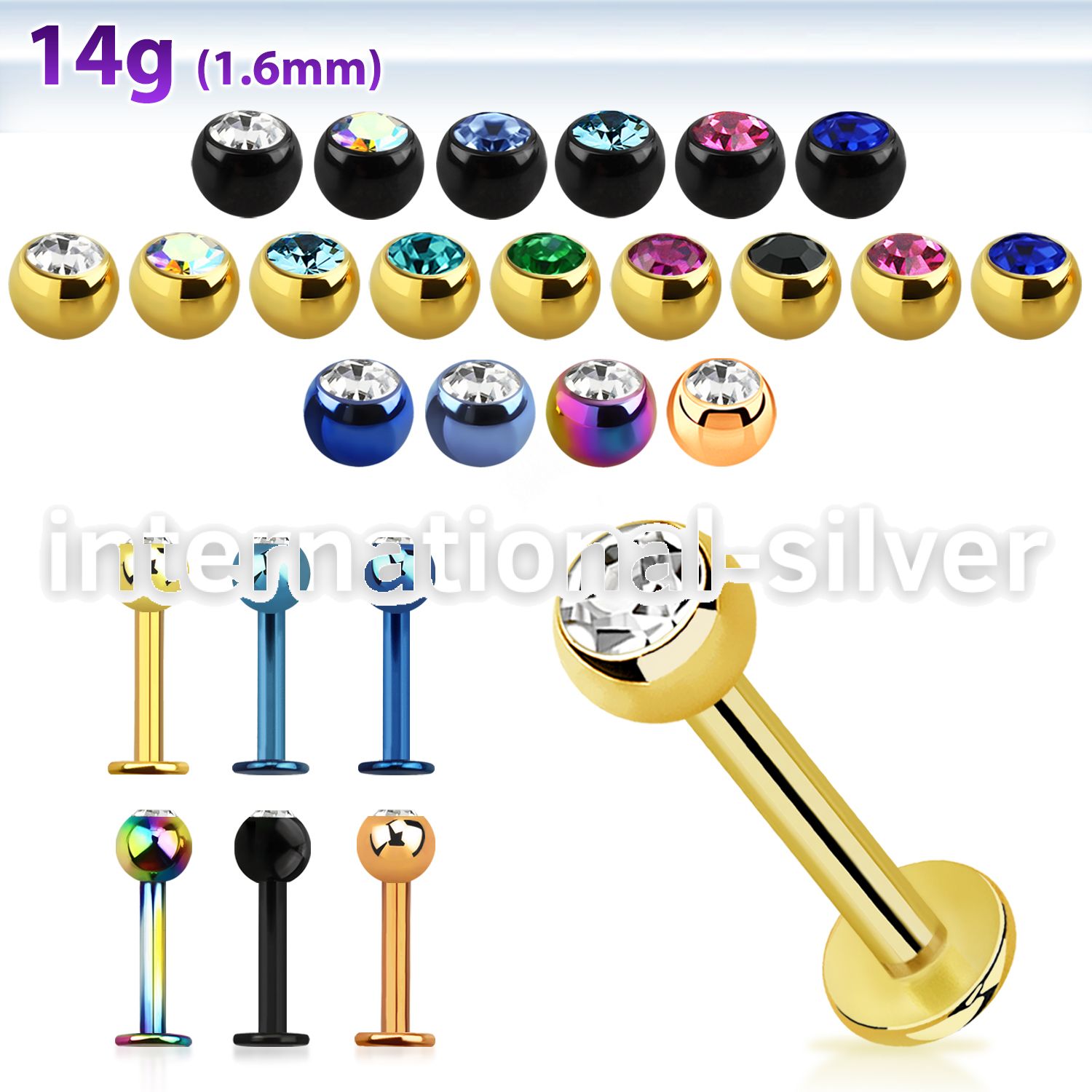 lbtc4 labrets lip rings anodized surgical steel 316l labrets chin