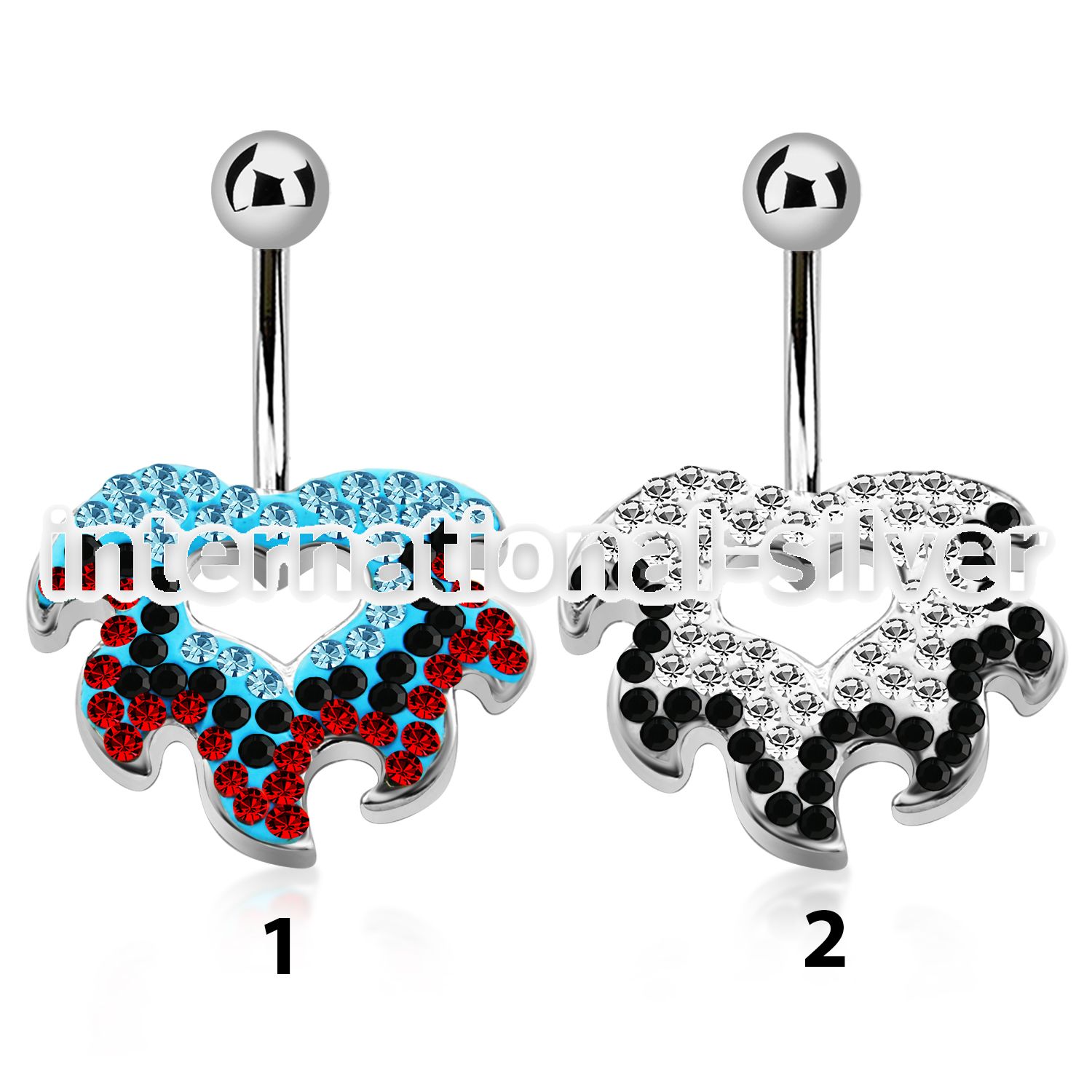 mcd424 316l steel belly banana with ferido multi crystal flame