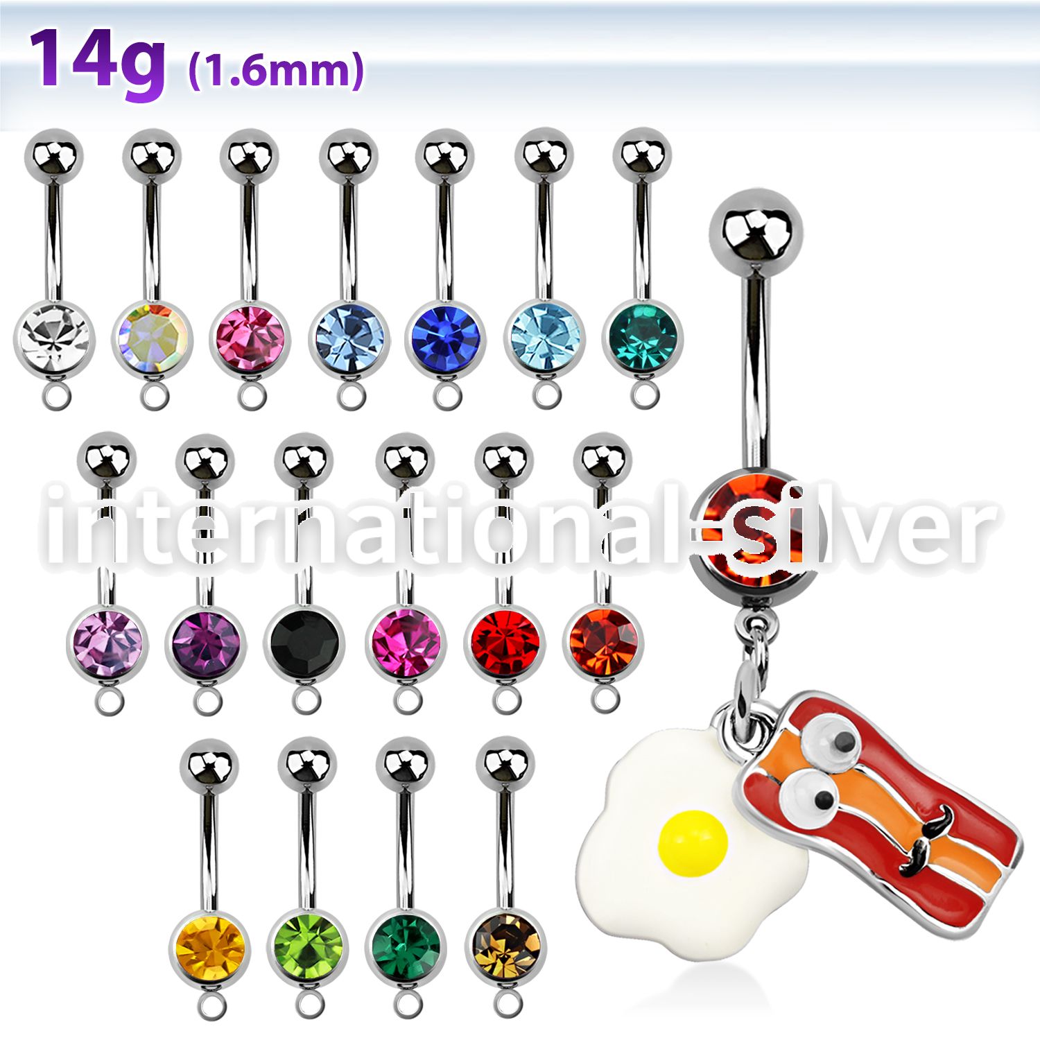 mcd645 belly rings surgical steel 316l belly button