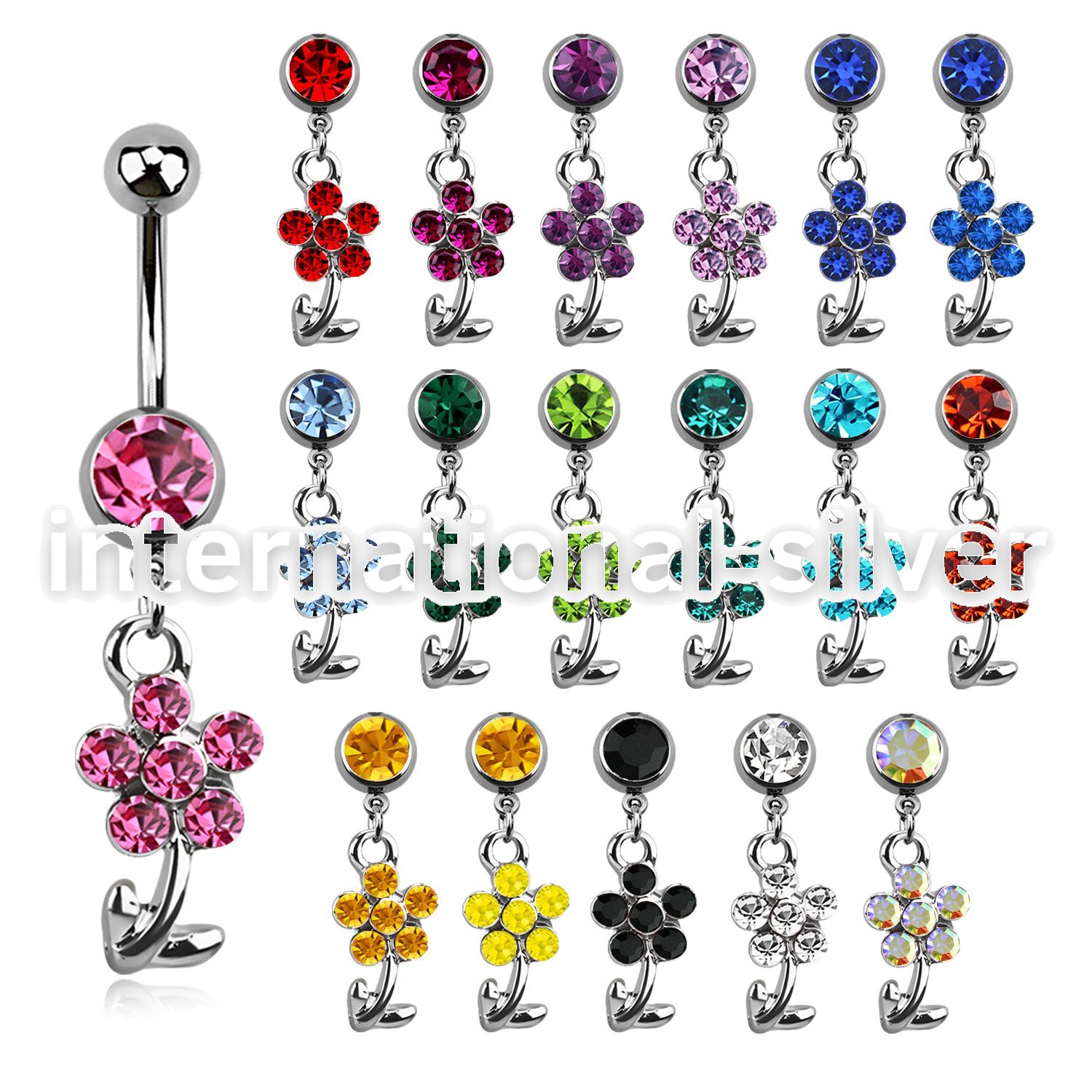 mcdfl15 belly rings surgical steel 316l belly button