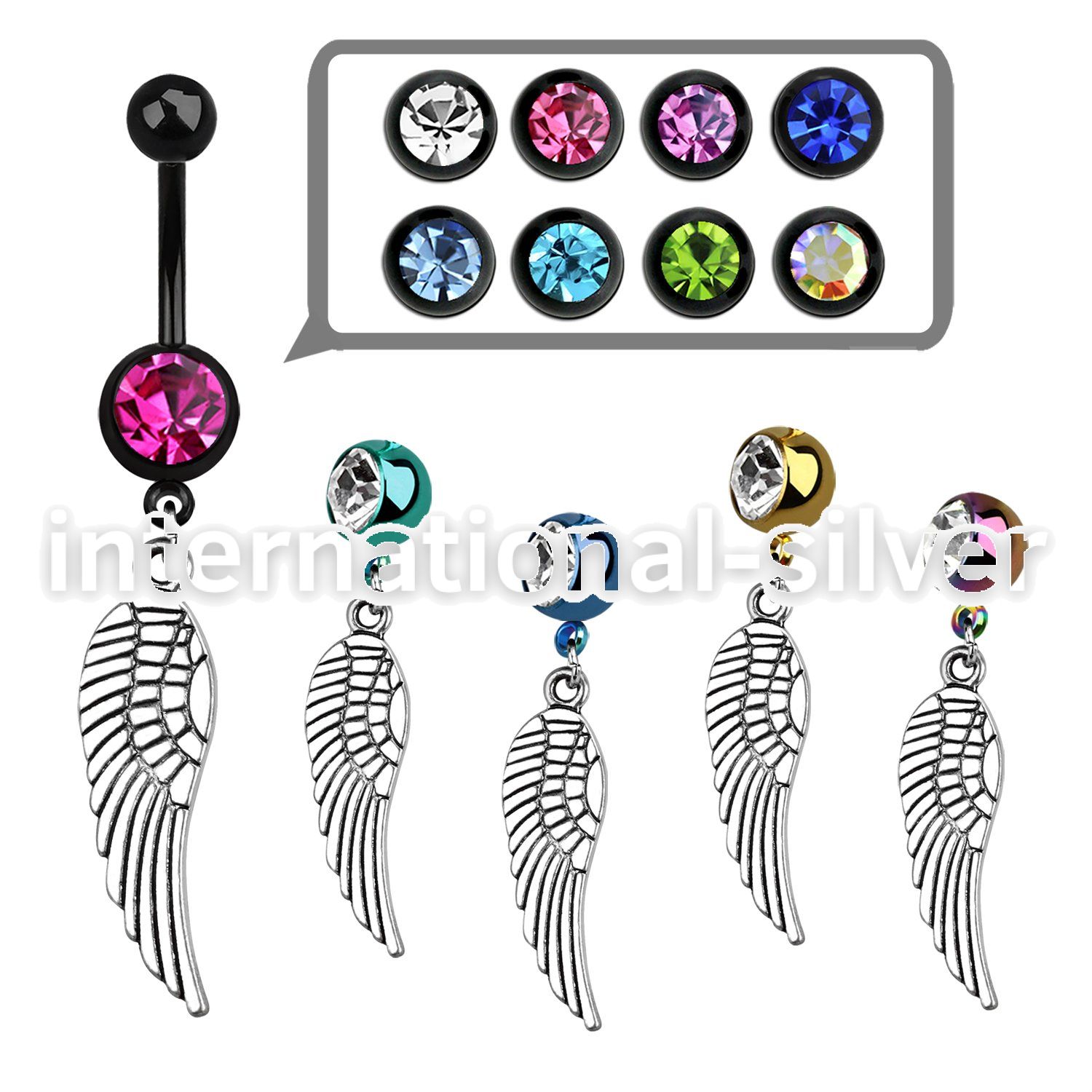 mdk653 belly rings anodized surgical steel 316l belly button