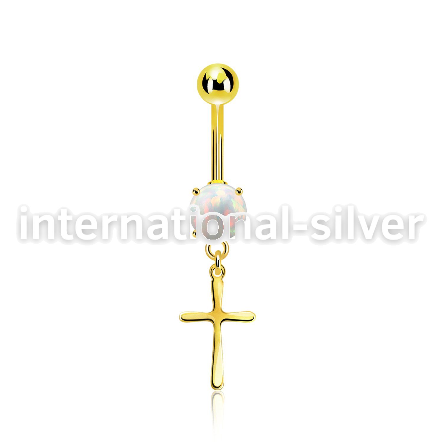 mgocrs gold steel belly banana w opal  plain simple cross