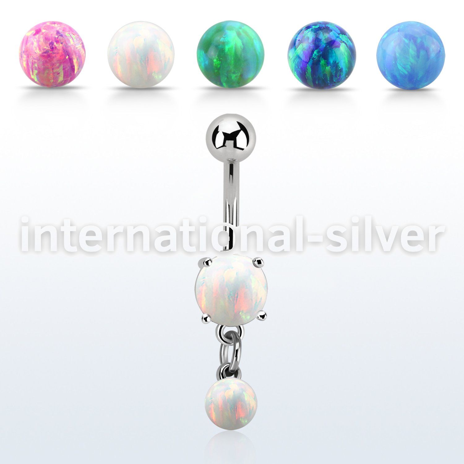 moopb5 steel belly banana w 7mm opal dangling 5mm opal ball