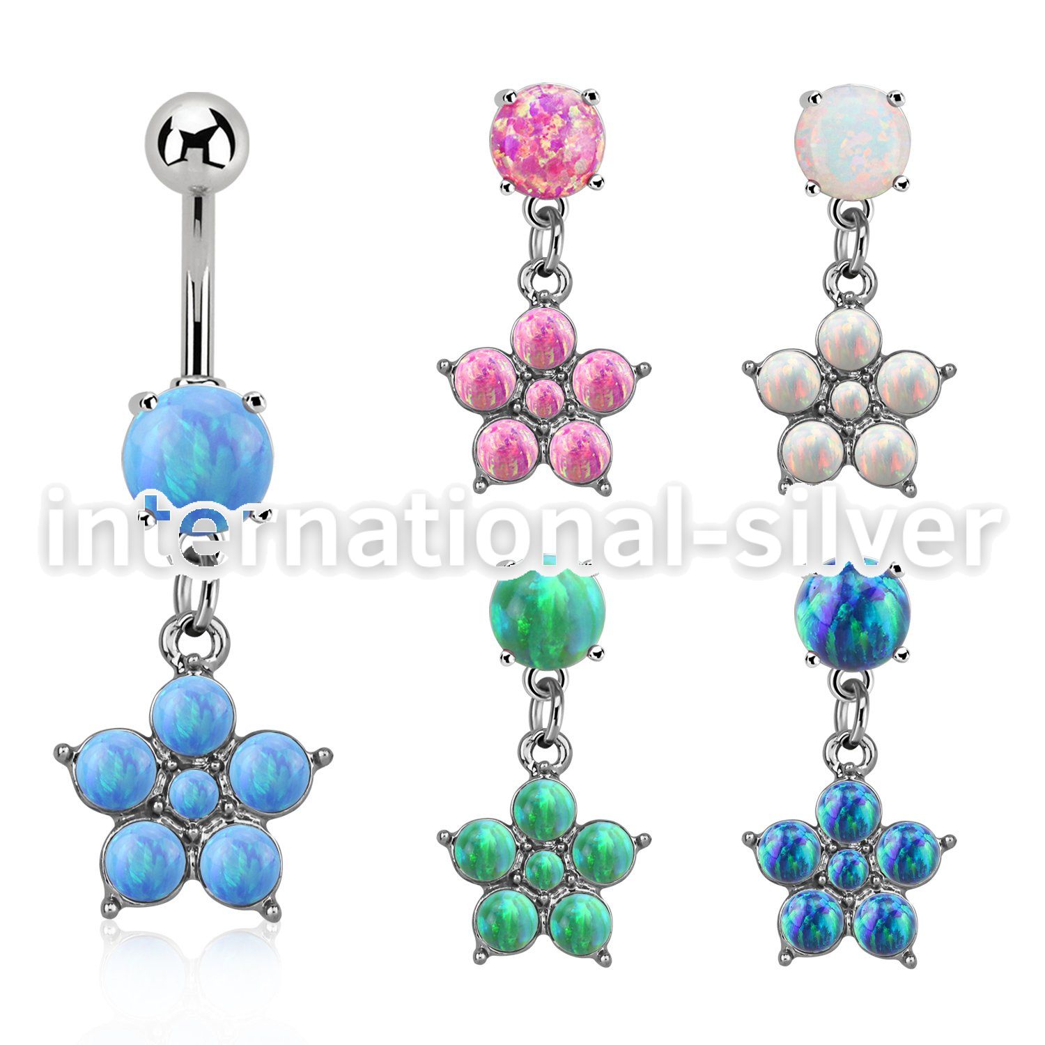 moopfl20 steel belly banana w 7mm opal flower w 5 opal petals