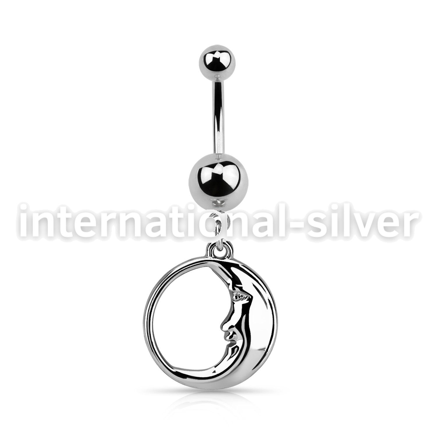 msd733 316l steel belly banana w a dangling sleepy moon