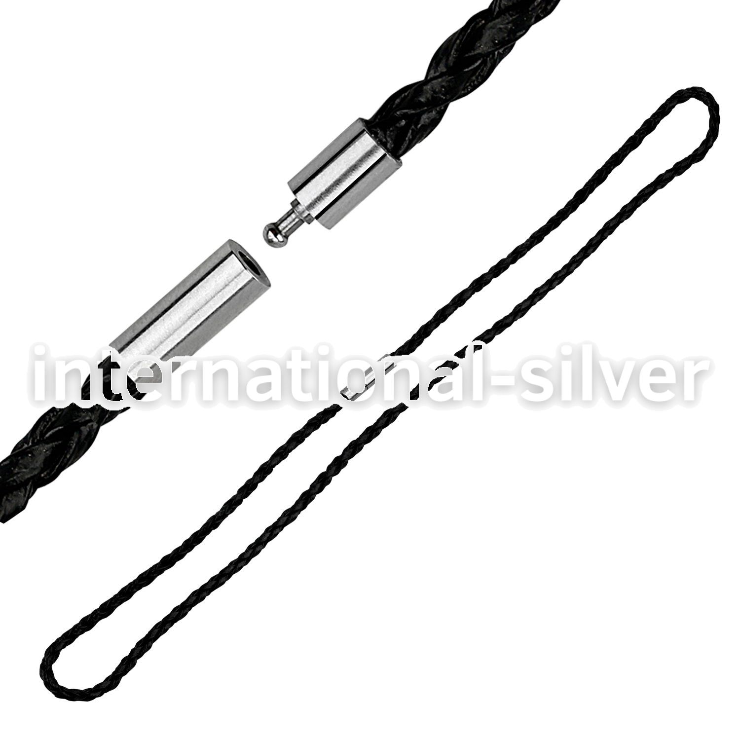 nk5 weaved rubber necklace with high polished pop in clasp