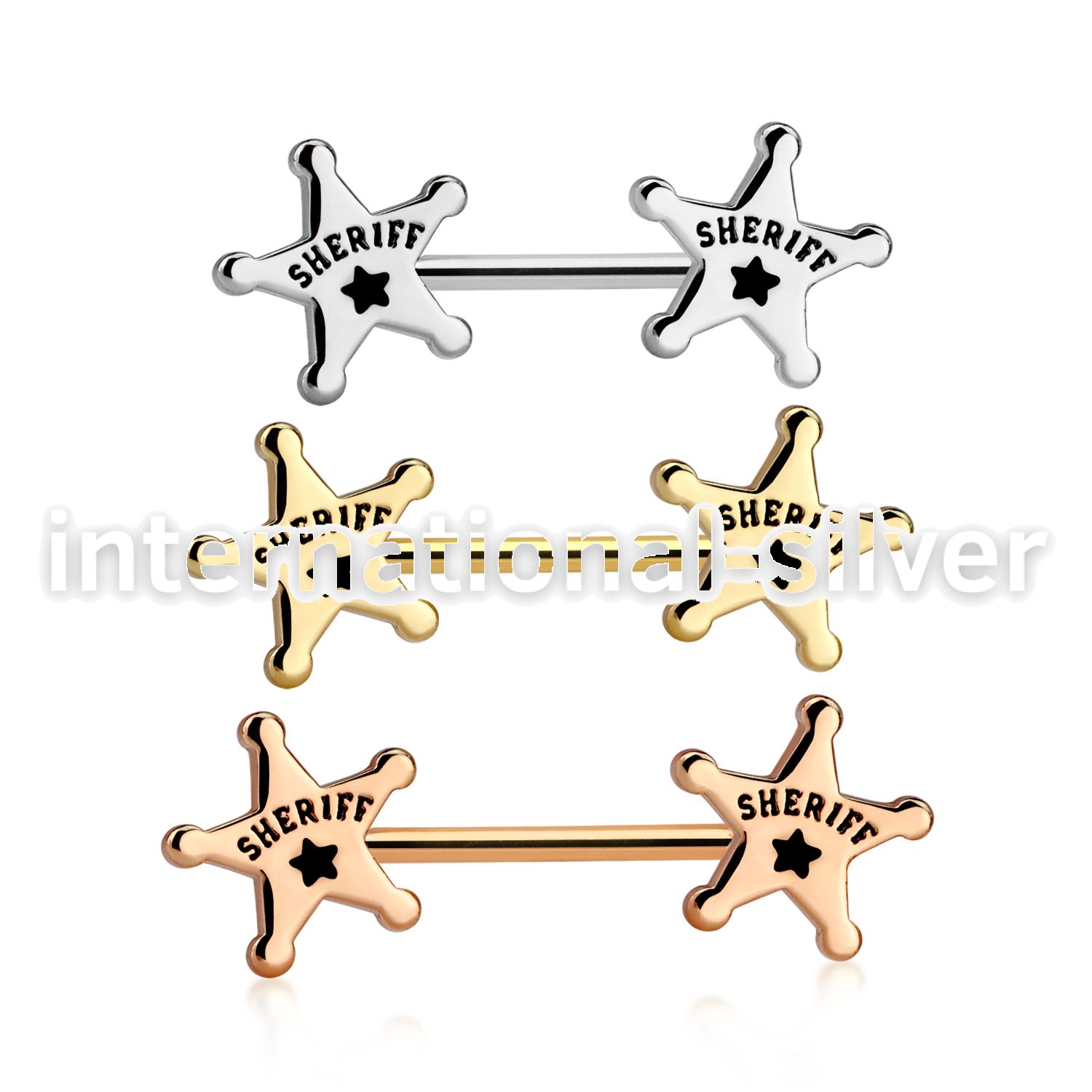nptsh21 anodized plating steel straight barbell sheriff star