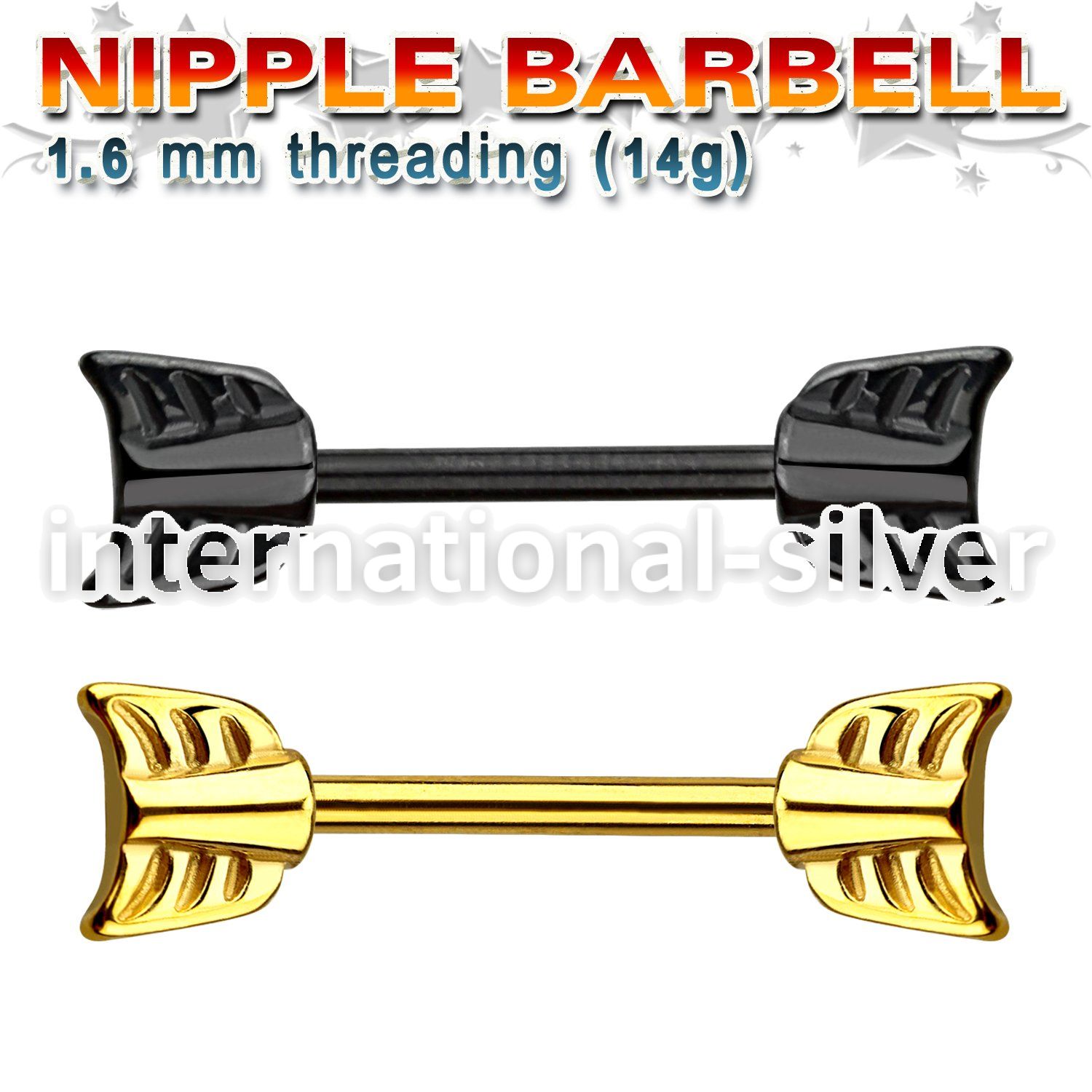 nptsh7 straight barbells anodized surgical steel 316l nipple