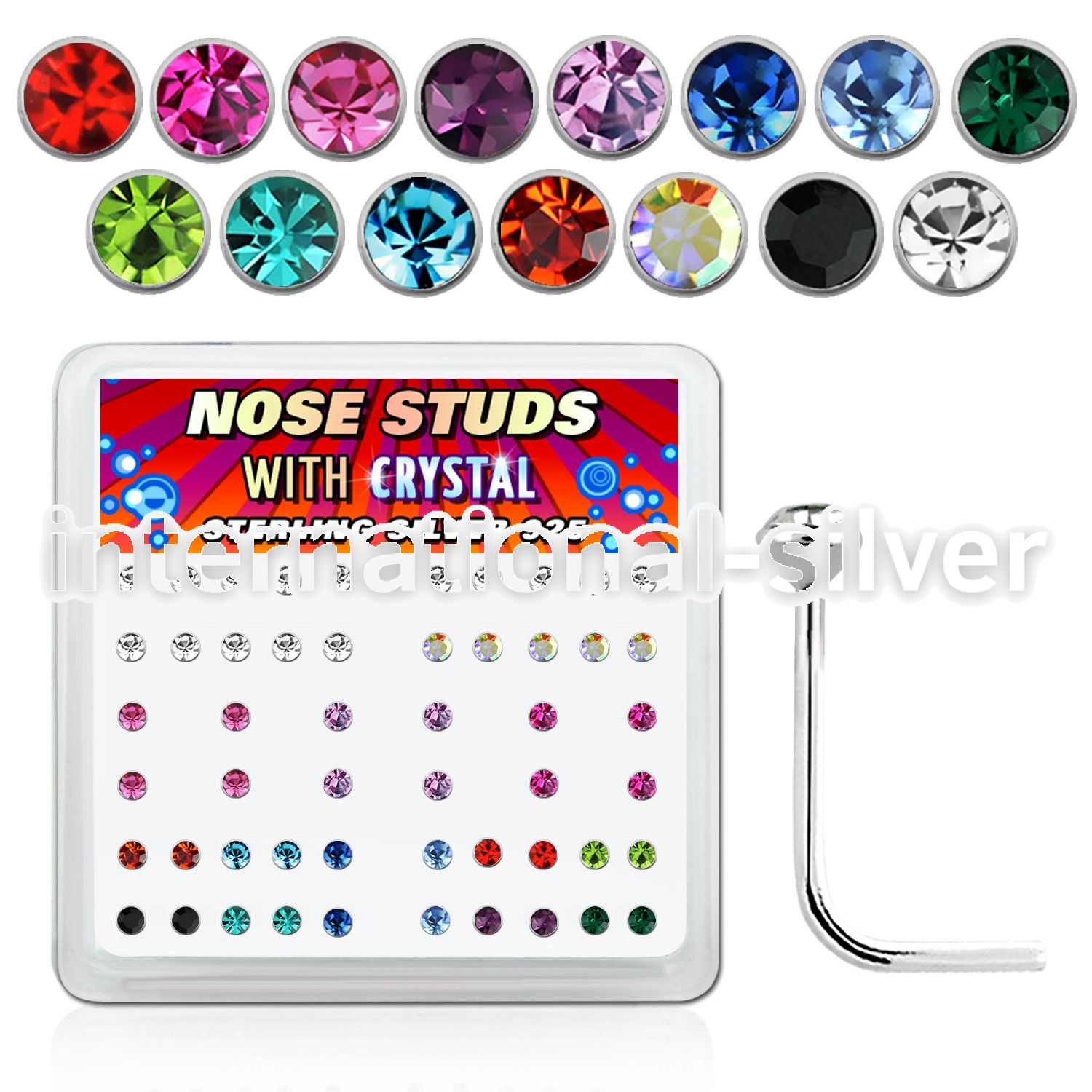 ns14mx l shape nose studs silver 925 nose