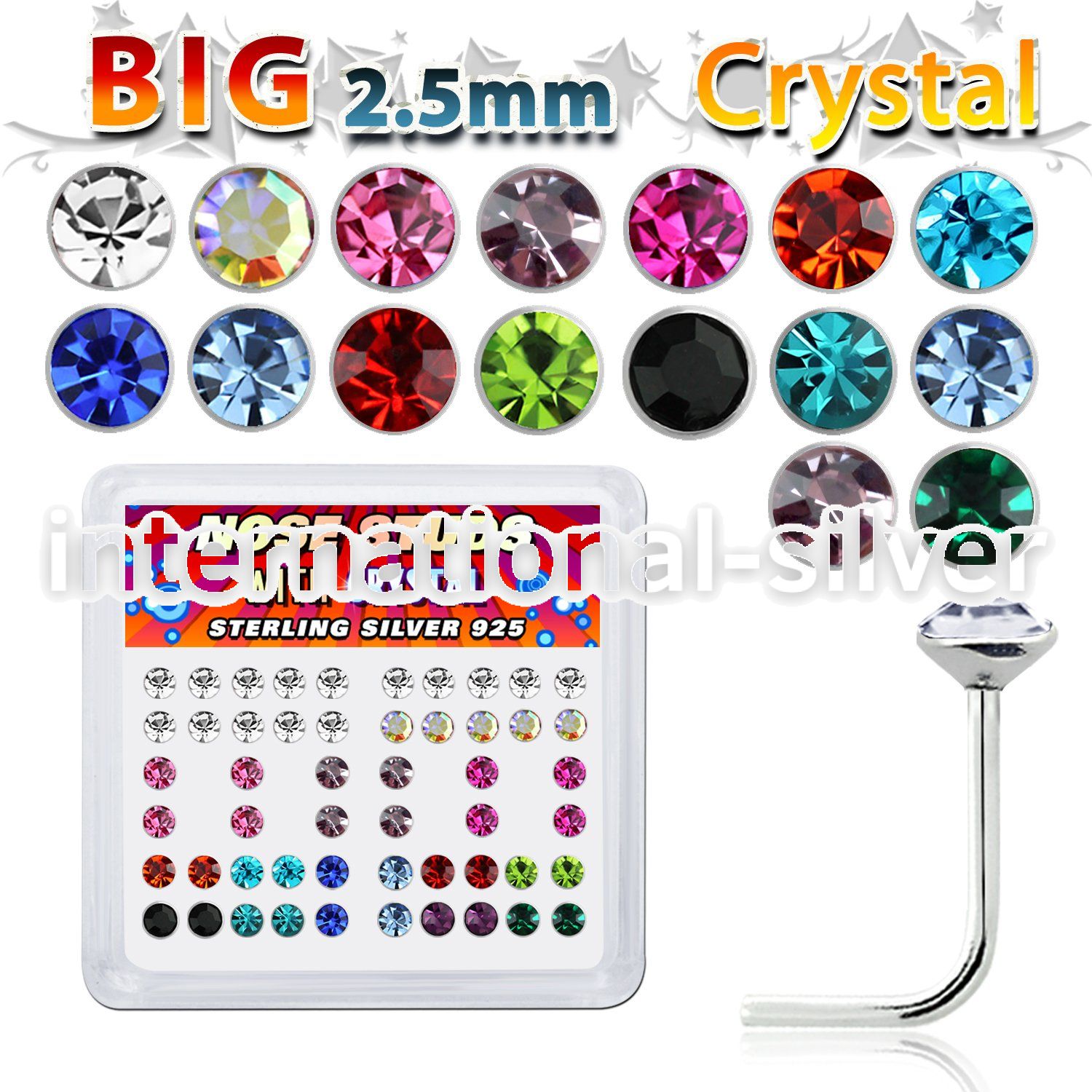 ns19mx l shape nose studs silver 925 nose