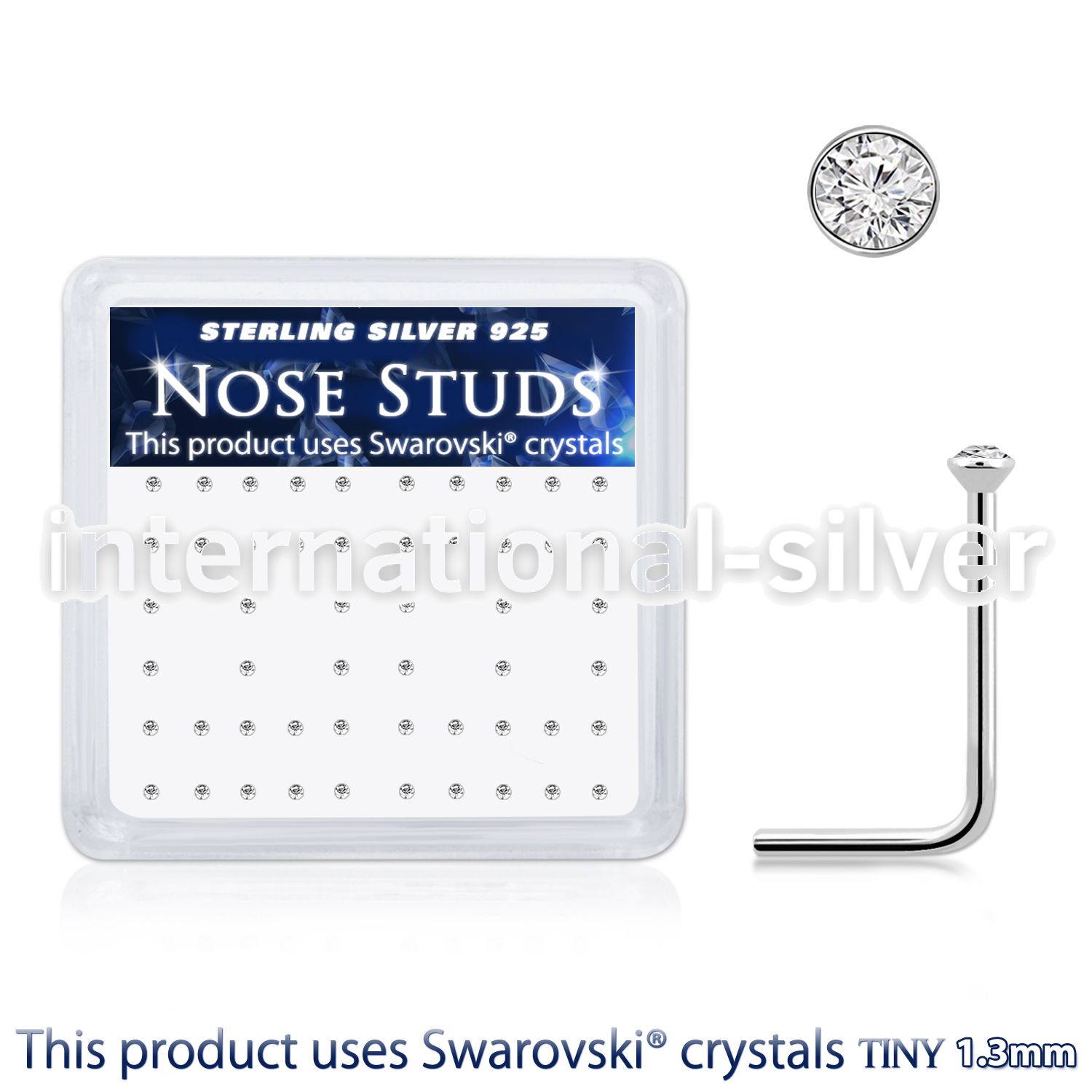 ns6cxsw silver nose studs swarovski gem