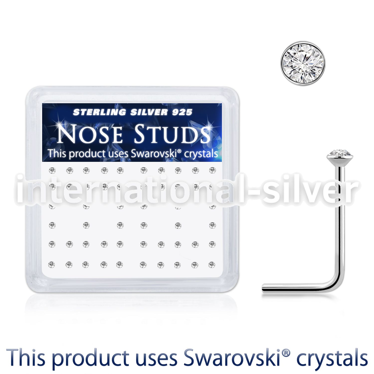 ns9cxsw silver nose studs swarovski gem