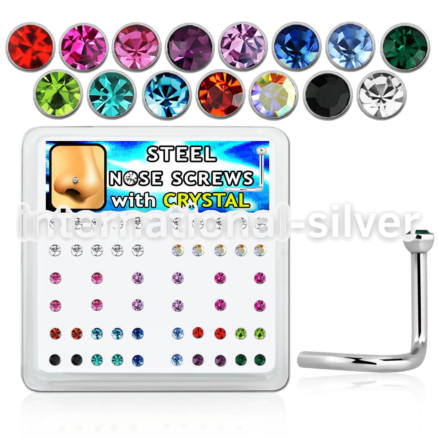 nsc18xm l shape nose studs surgical steel 316l nose
