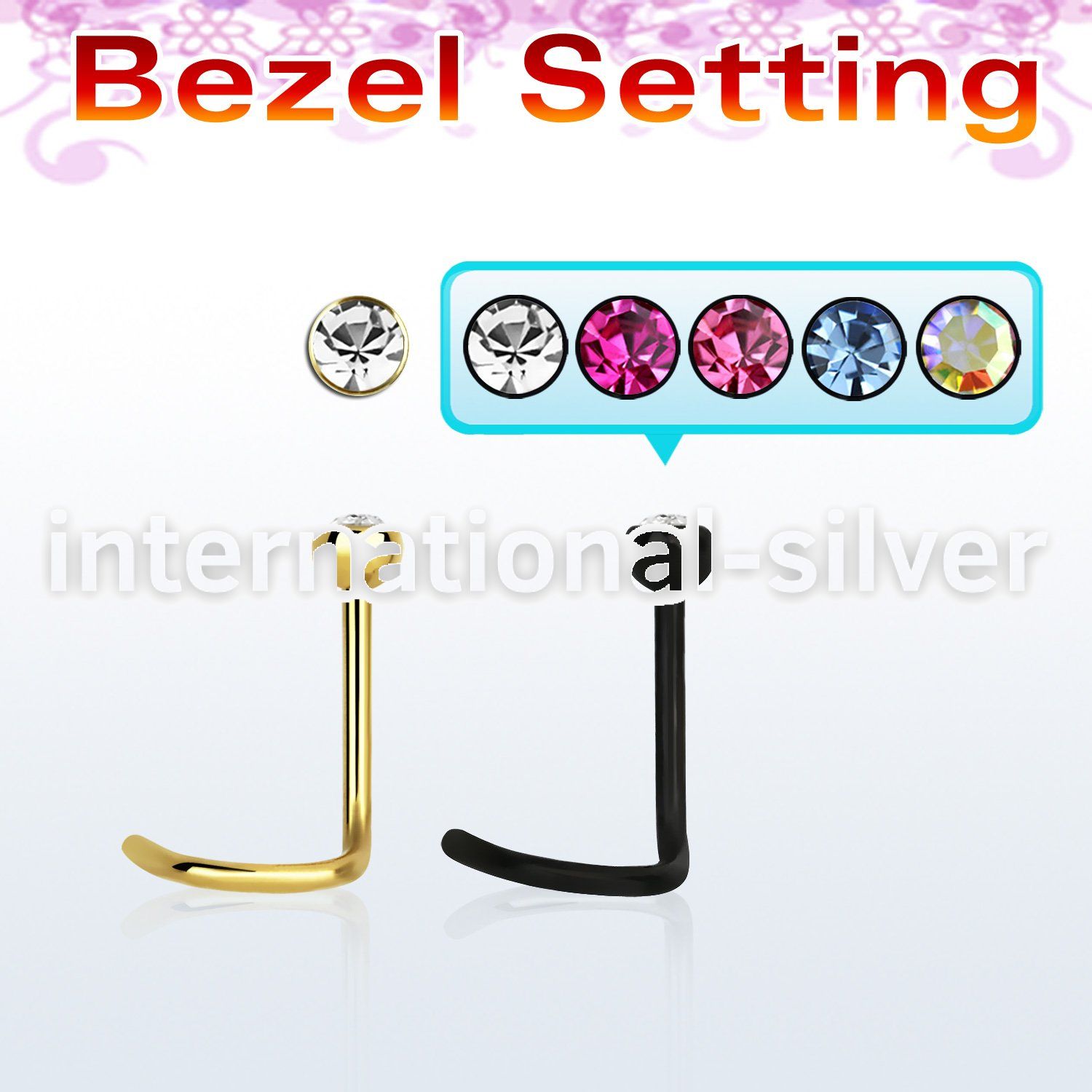 nscbt25 l shape nose studs anodized surgical steel 316l nose