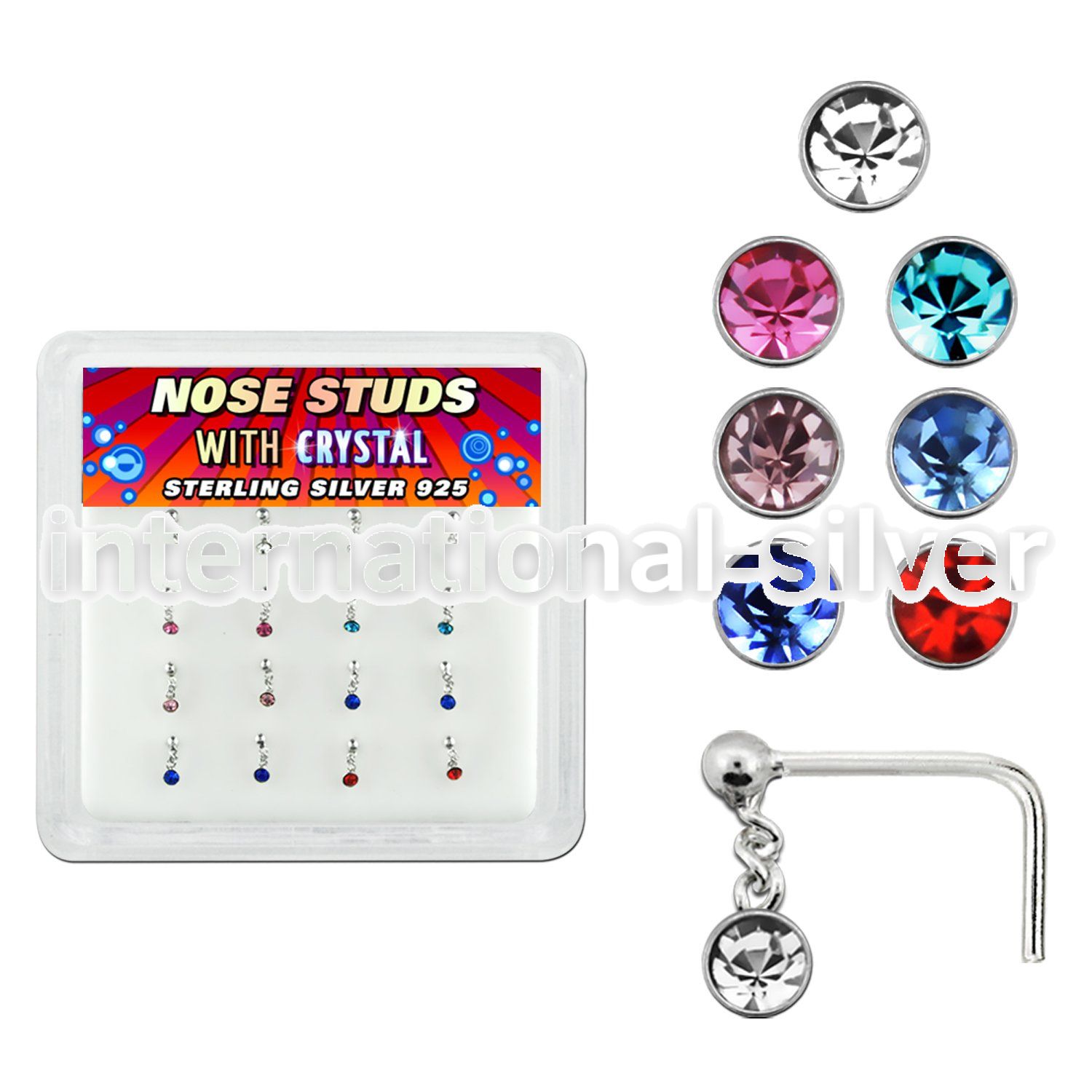 nsdm16 l shape nose studs silver 925 nose