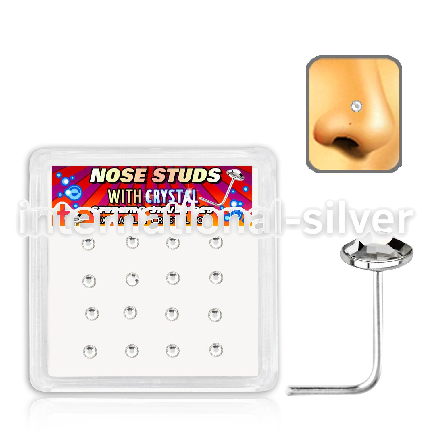 nsfbs16c l shape nose studs silver 925 nose