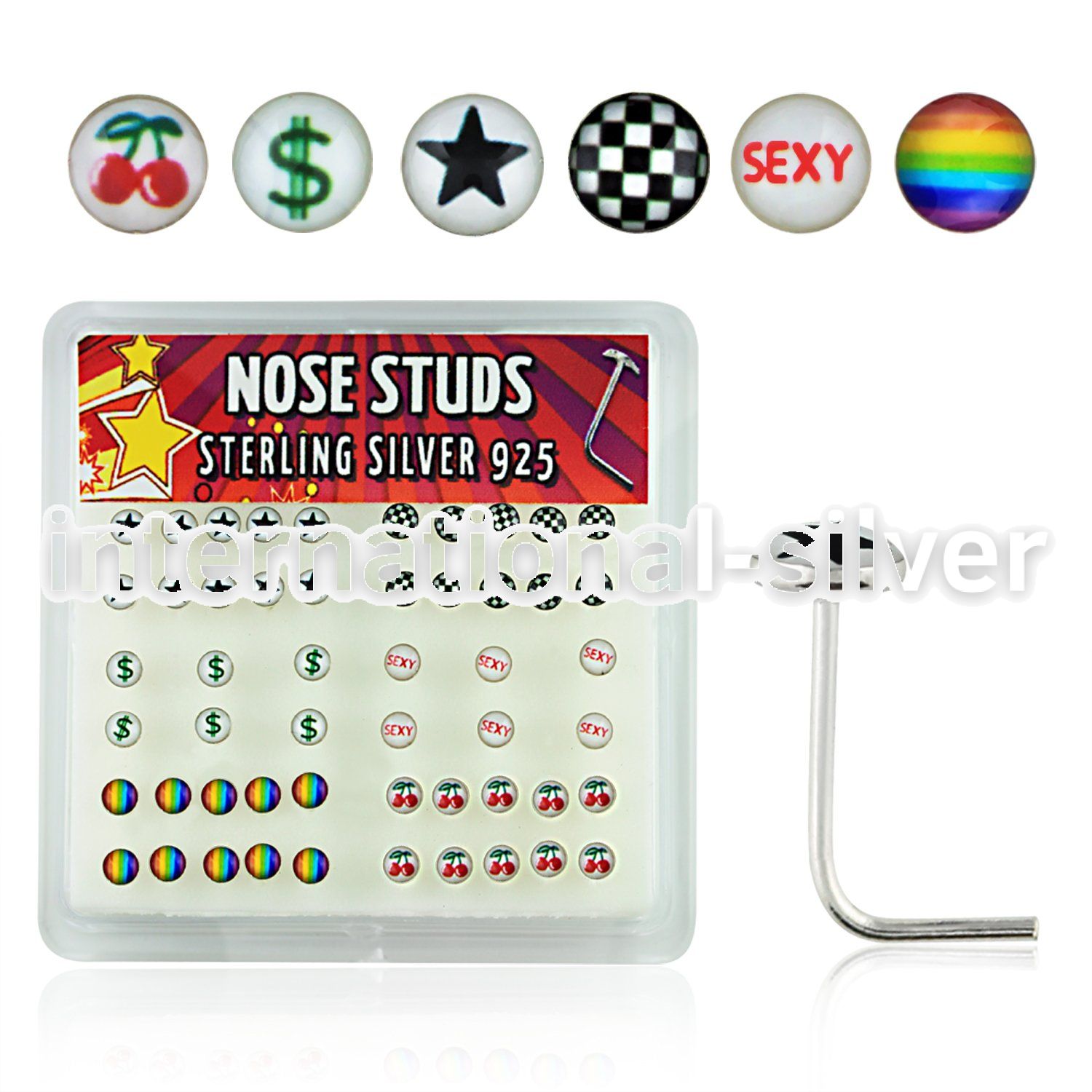 nslgx3 l shape nose studs silver 925 nose