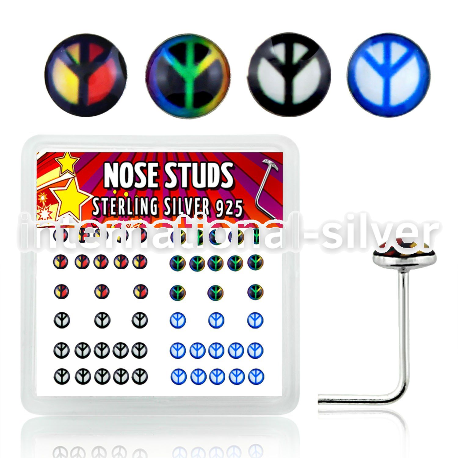 nslgx4 l shape nose studs silver 925 nose