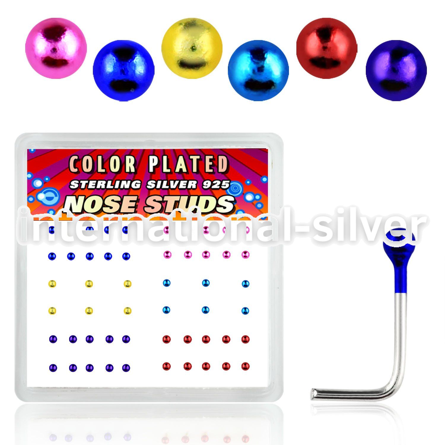 nsmtbx l shape nose studs silver 925 nose