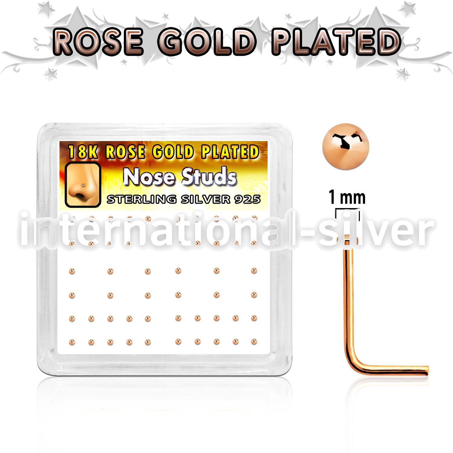 nsmx5rs silver nose studs w rose gold plating 1mm flat tops