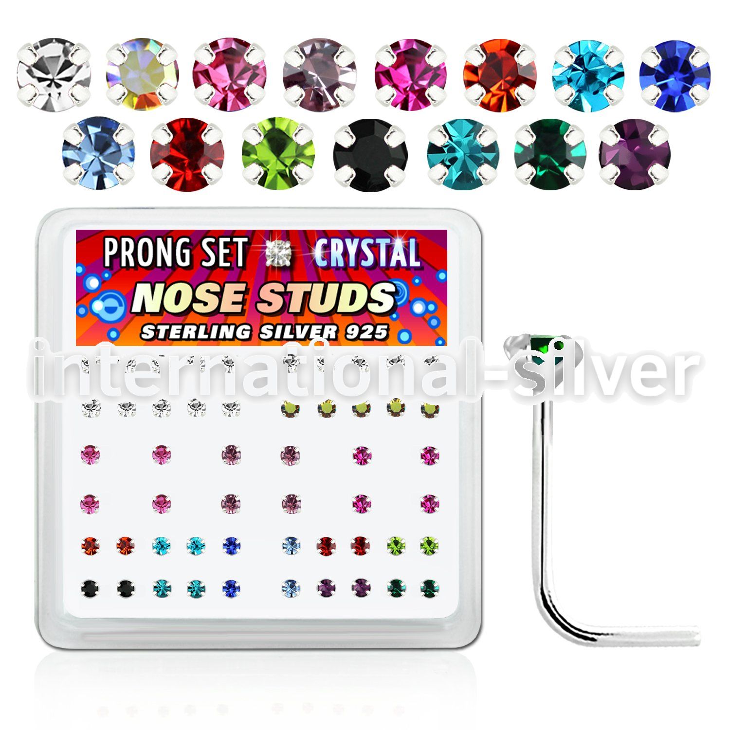 nsp14mx l shape nose studs silver 925 nose