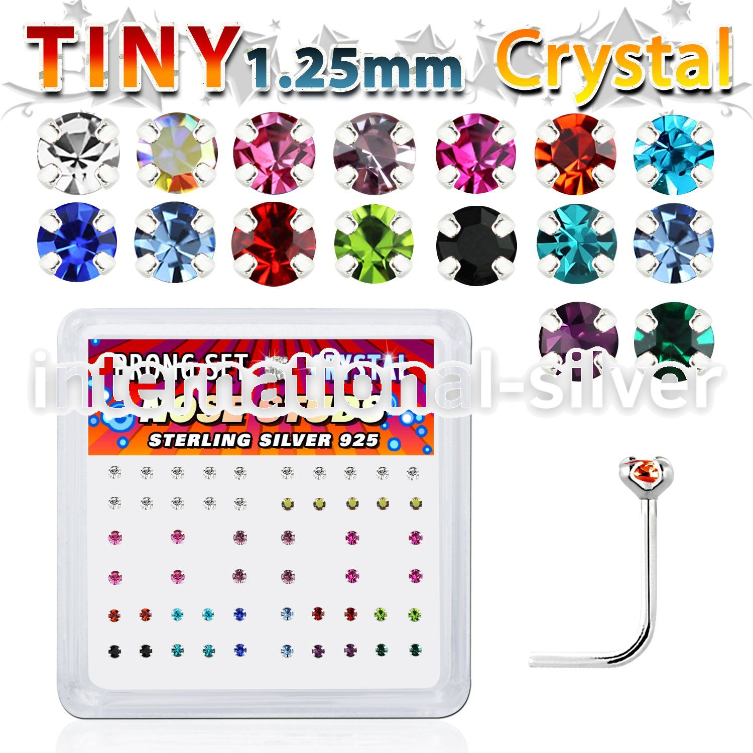 nsp6mx l shape nose studs silver 925 nose