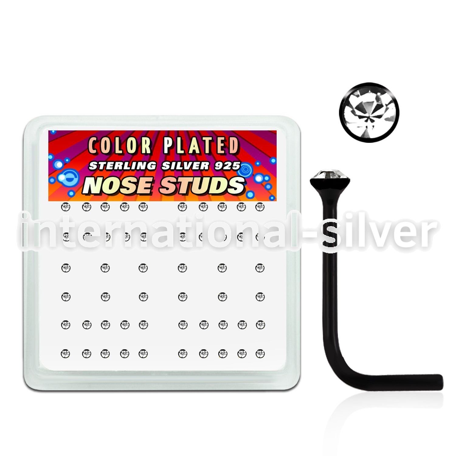 nsrb6xc l shape nose studs silver 925 nose