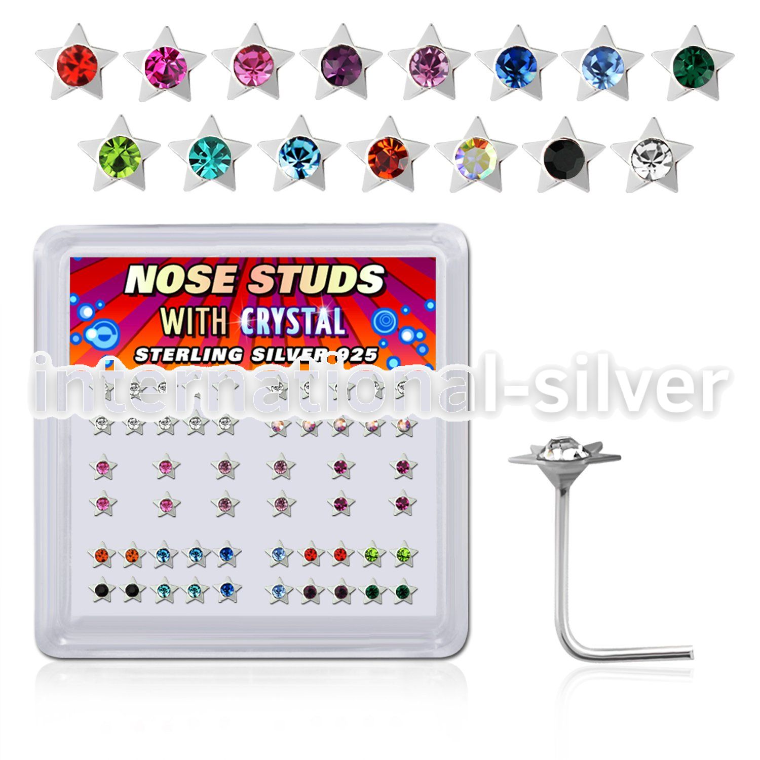 nssarbxm l shape nose studs silver 925 nose