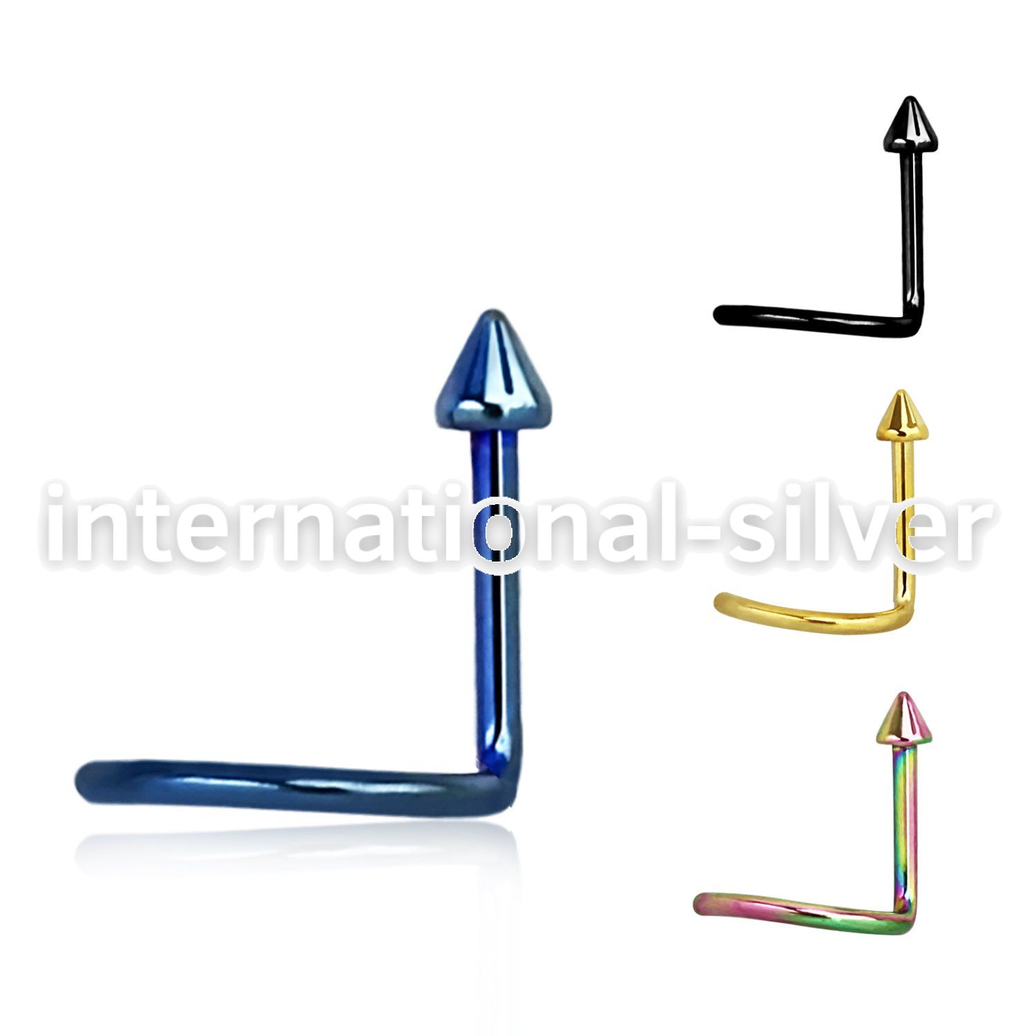 nstcn l shape nose studs anodized surgical steel 316l nose