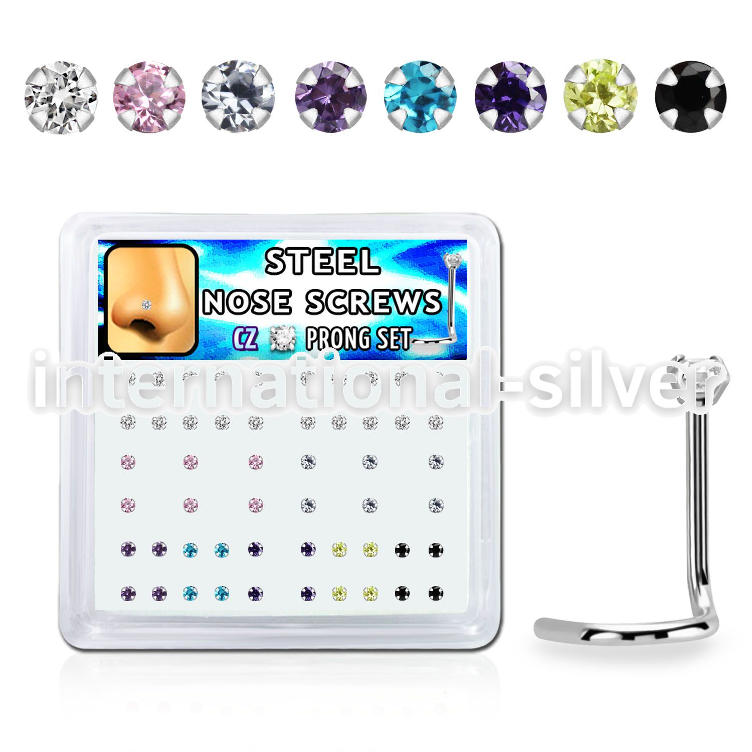 nswz2xm surgical steel nose screws and nose studs nose  piercing